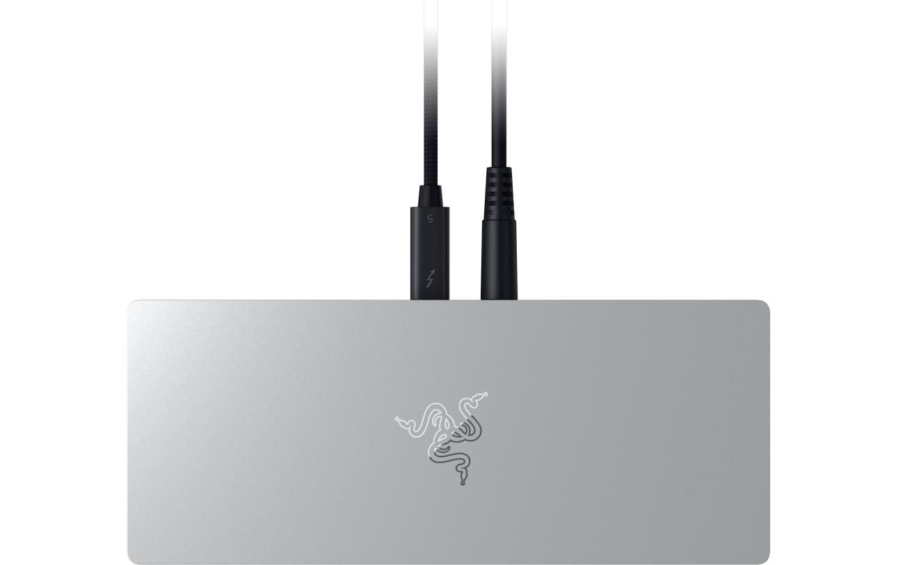 Razer Dockingstation – Thunderbolt 5, TB5 × 4, 3× DP, 2× USB-A, 1× USB-C, 140 W PD, GbE, SD, 3,5 mm, für TB4/U
