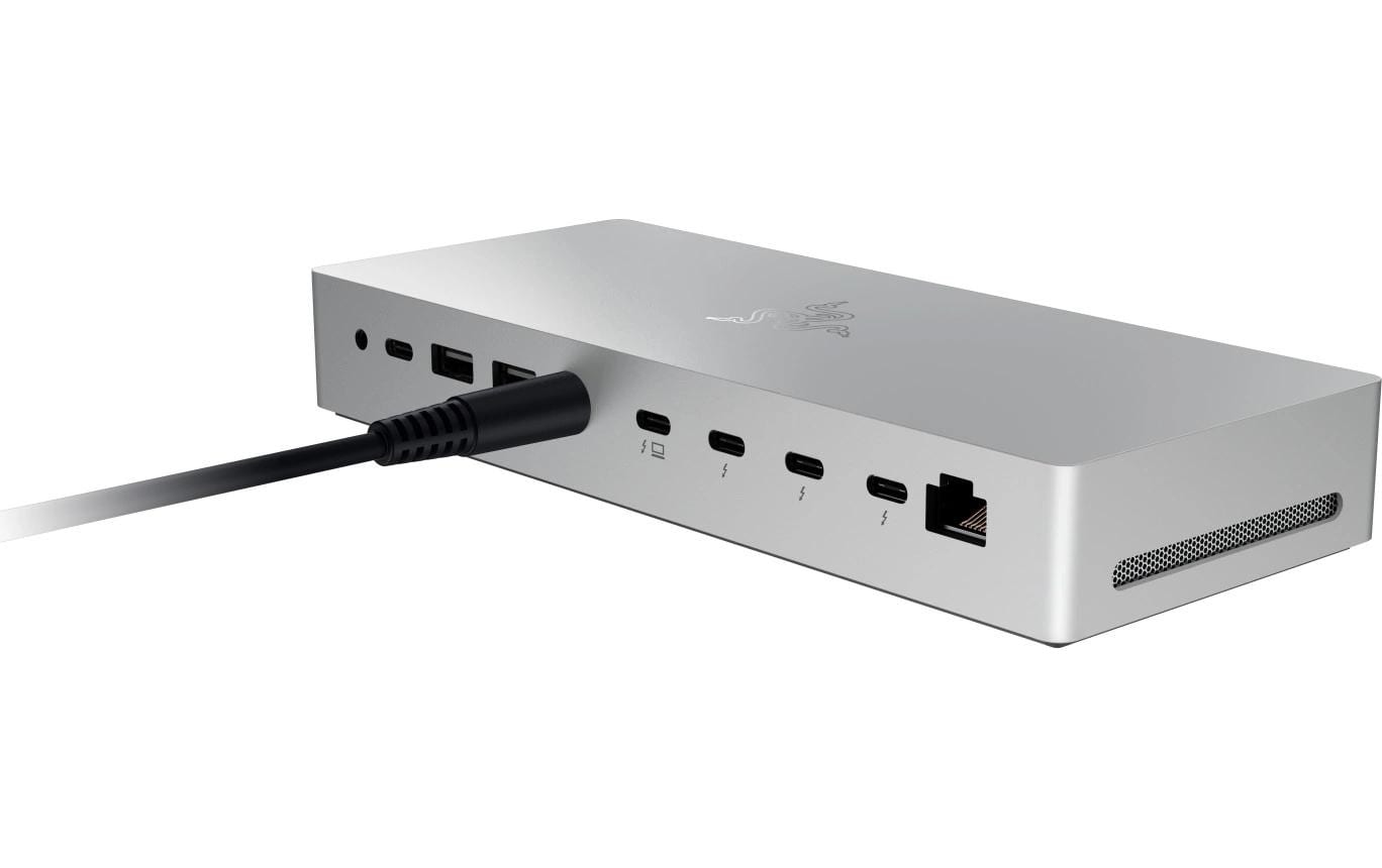 Razer Dockingstation – Thunderbolt 5, TB5 × 4, 3× DP, 2× USB-A, 1× USB-C, 140 W PD, GbE, SD, 3,5 mm, für TB4/U