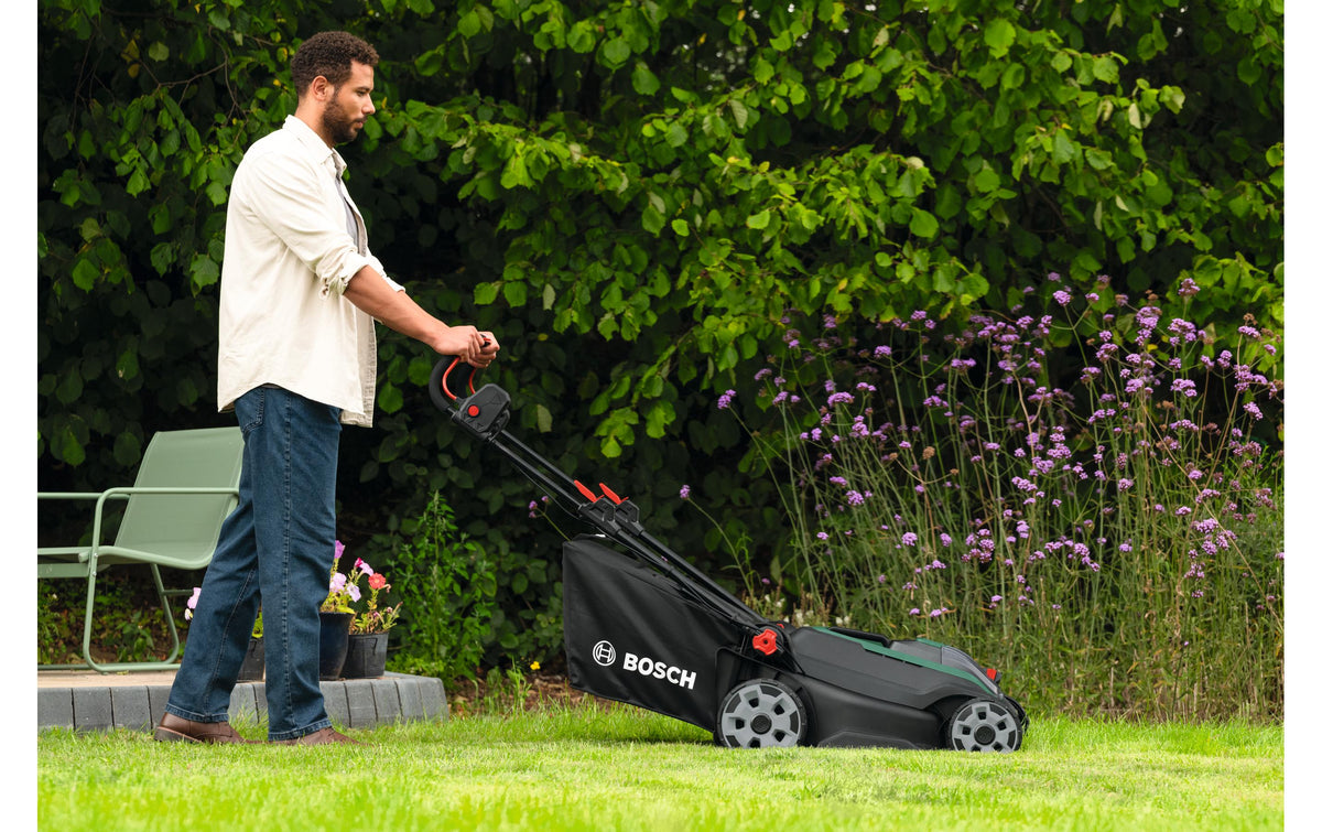 Bosch ROTAK18V2-43 Akku-Rasenmäher – 18 V – Schnittbreite 43 cm – 650 W – 50 l – Solo – POWER FOR ALL