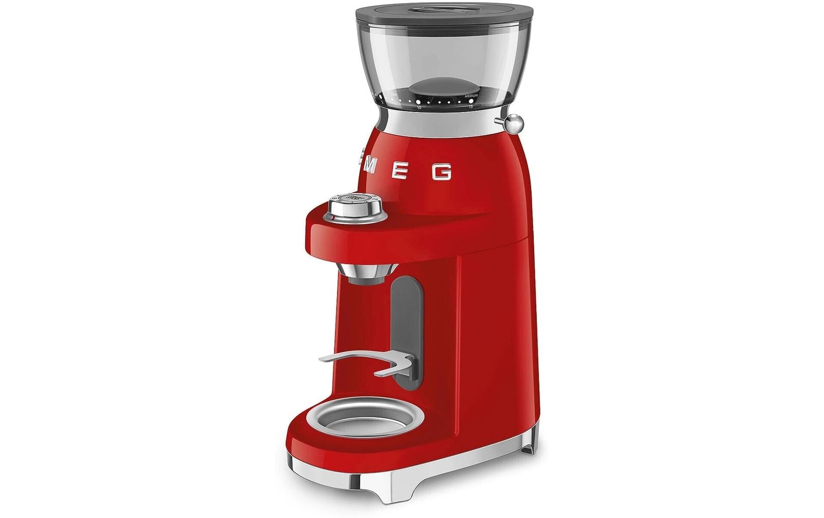 Smeg Kaffeemühle CGF03RDEU – 240 g, Kegel- & Scheibenmahlwerk, 150 W, 3 Stufen – Rot