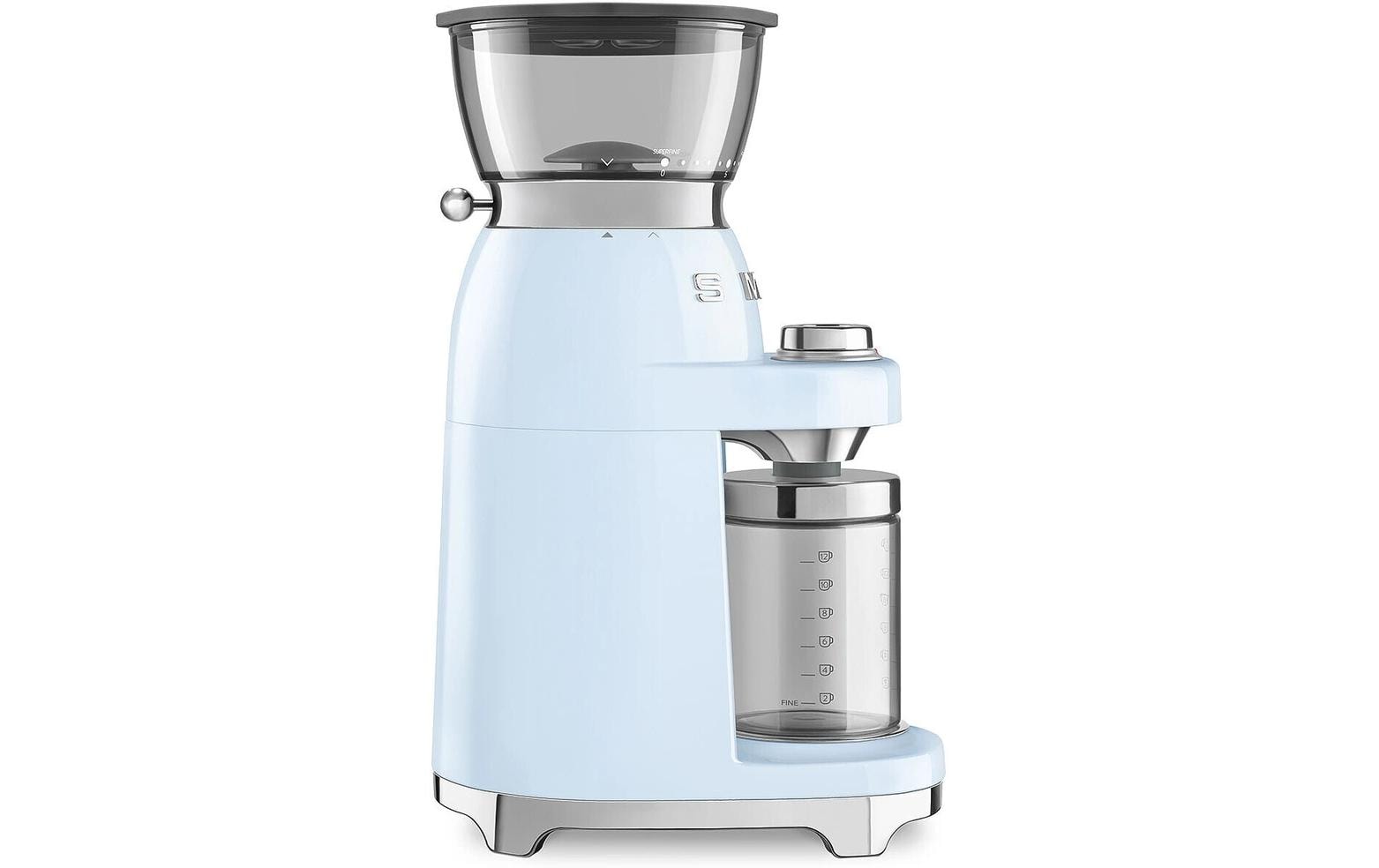 Smeg Kaffeemühle CGF03PBEU – 240 g, Kegel- & Scheibenmahlwerk, 150 W – Blau/Edelstahl