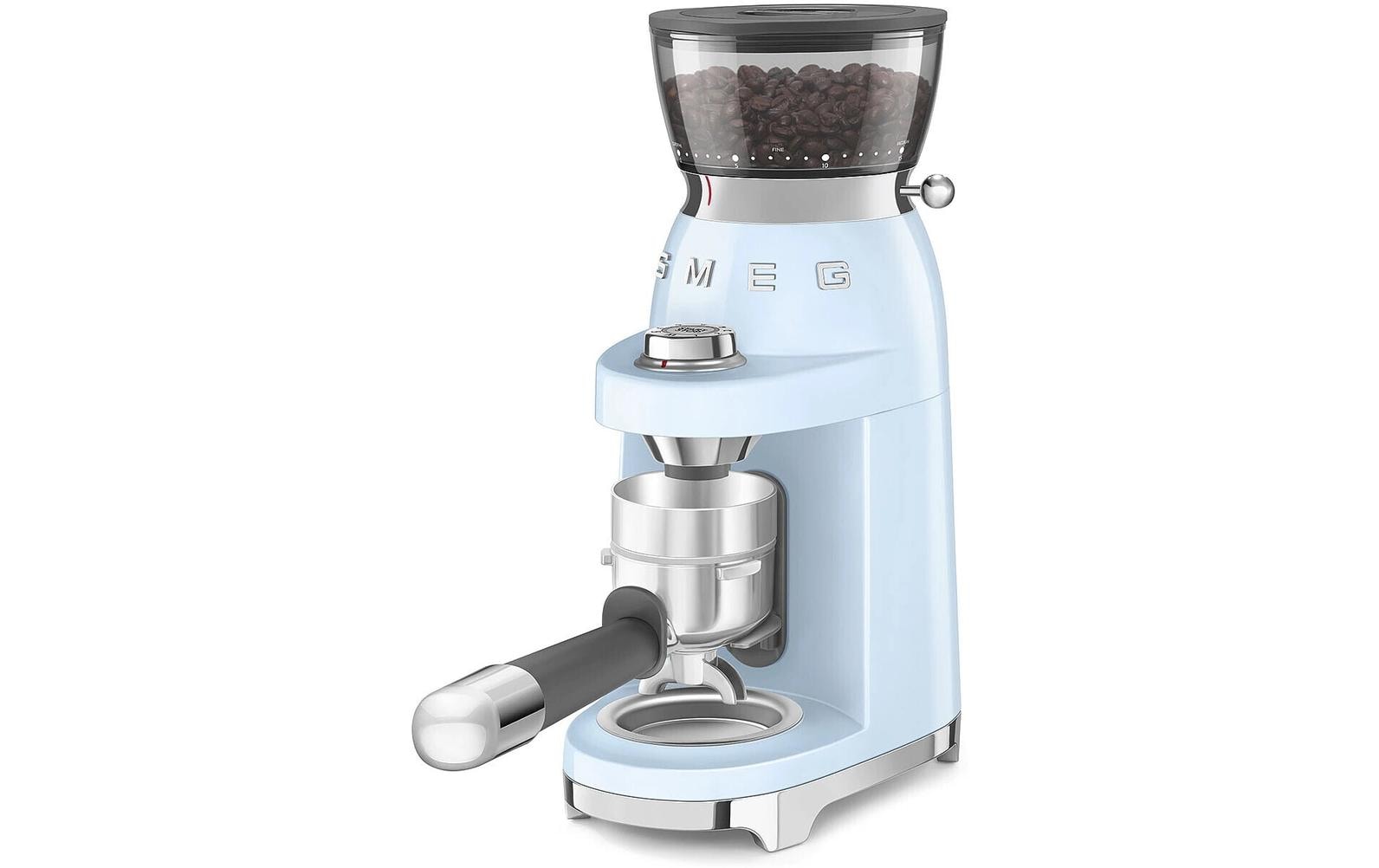 Smeg Kaffeemühle CGF03PBEU – 240 g, Kegel- & Scheibenmahlwerk, 150 W – Blau/Edelstahl