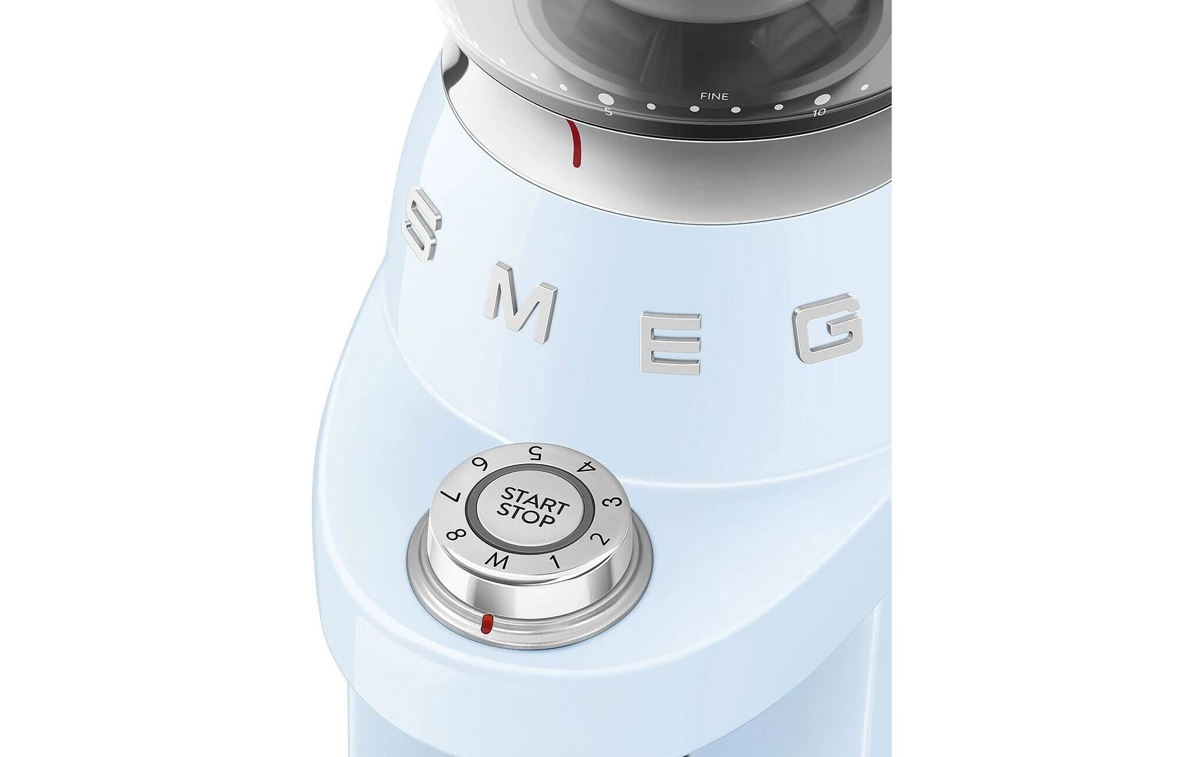 Smeg Kaffeemühle CGF03PBEU – 240 g, Kegel- & Scheibenmahlwerk, 150 W – Blau/Edelstahl