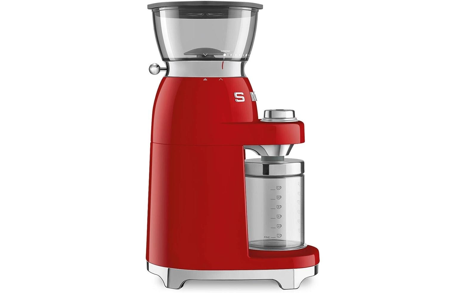 Smeg Kaffeemühle CGF03RDEU – 240 g, Kegel- & Scheibenmahlwerk, 150 W, 3 Stufen – Rot