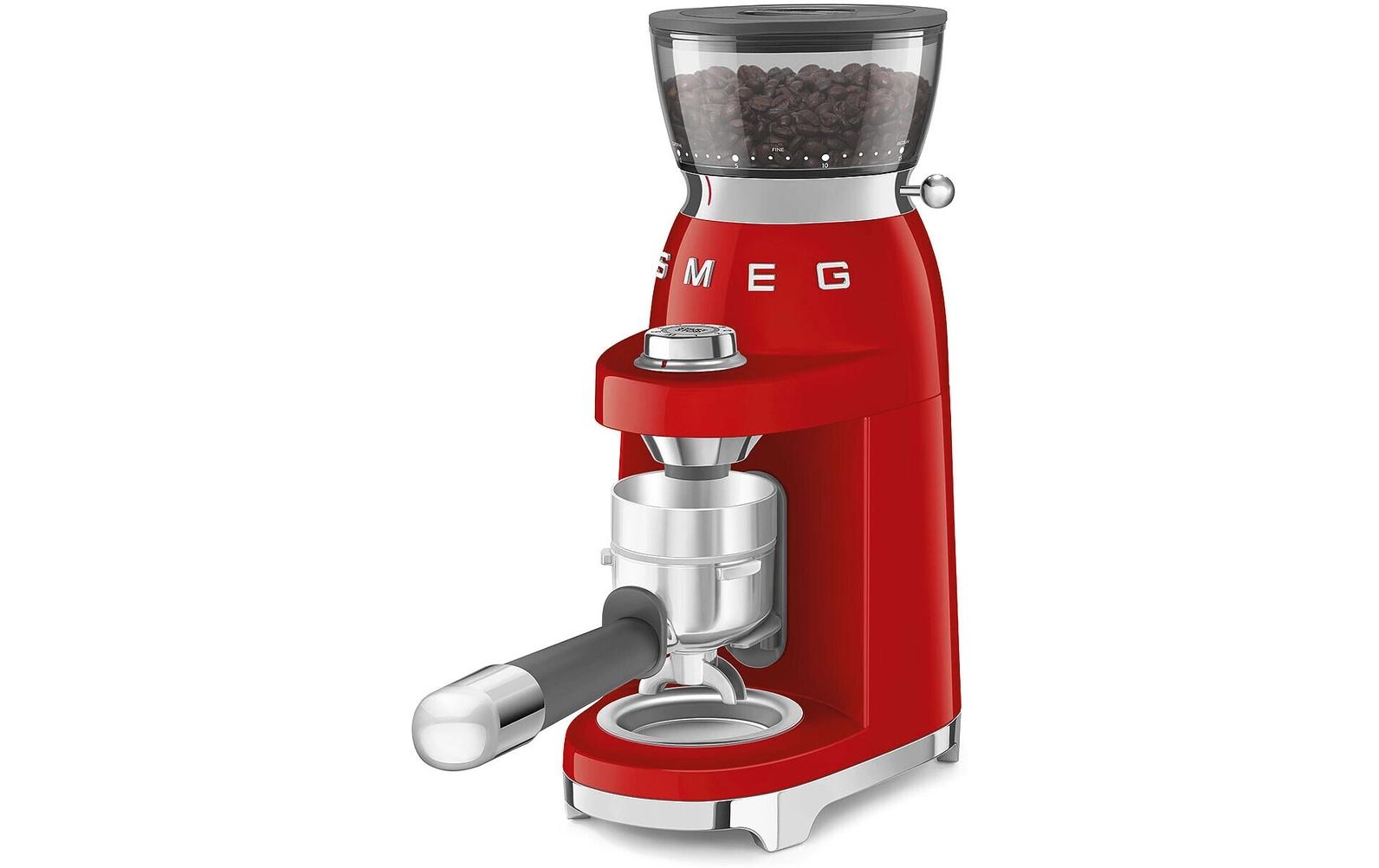 Smeg Kaffeemühle CGF03RDEU – 240 g, Kegel- & Scheibenmahlwerk, 150 W, 3 Stufen – Rot