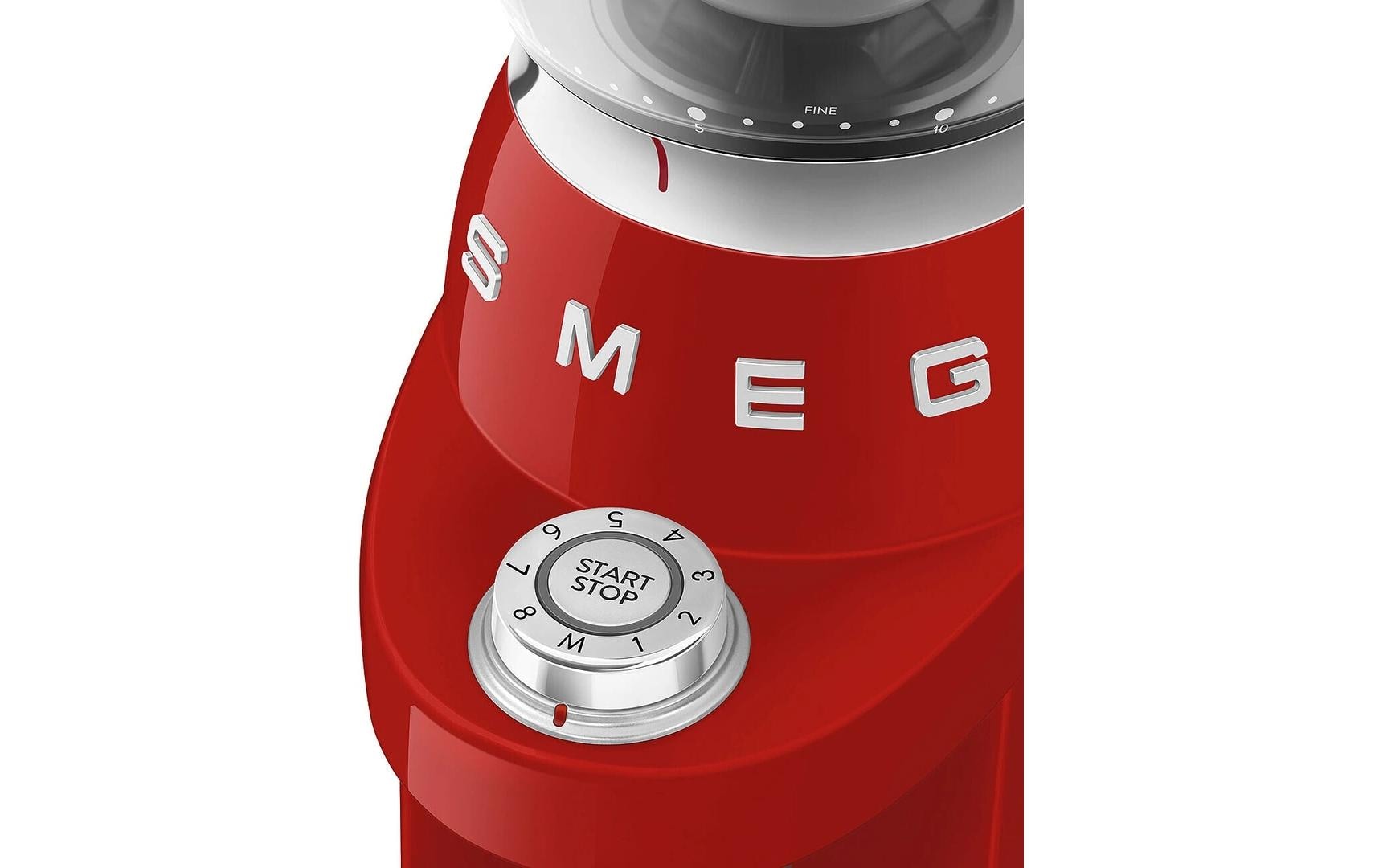 Smeg Kaffeemühle CGF03RDEU – 240 g, Kegel- & Scheibenmahlwerk, 150 W, 3 Stufen – Rot
