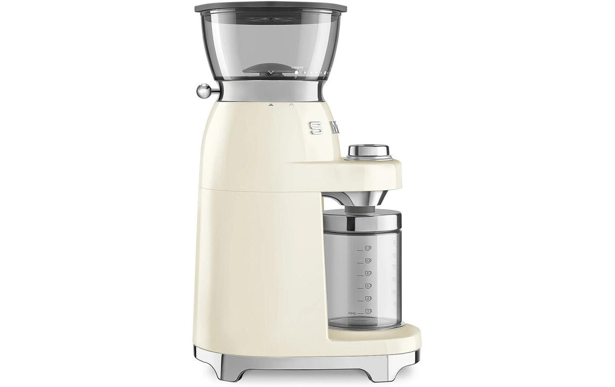 Smeg Kaffeemühle CGF03CREU – 240 g, Kegel- & Scheibenmahlwerk, 150 W – beige/creme