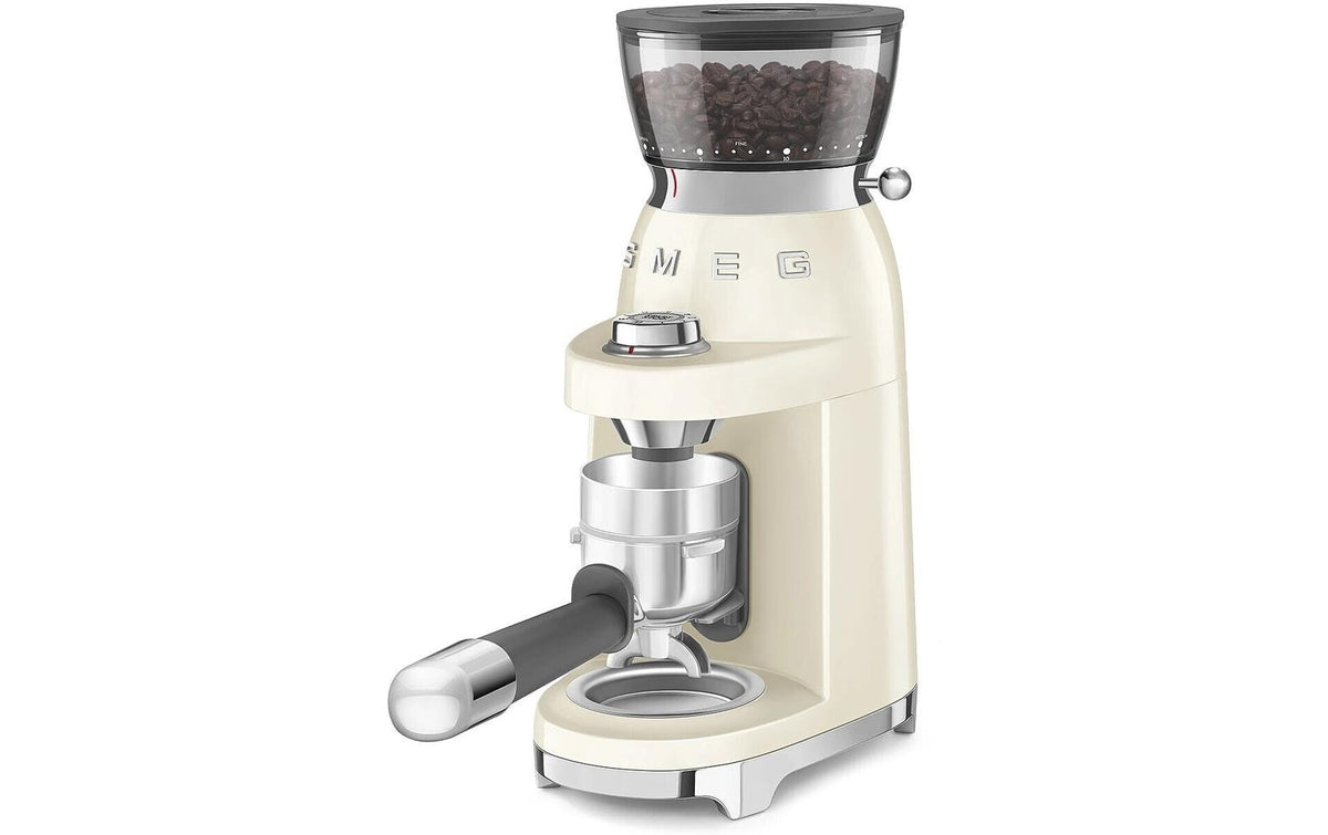 Smeg Kaffeemühle CGF03CREU – 240 g, Kegel- & Scheibenmahlwerk, 150 W – beige/creme