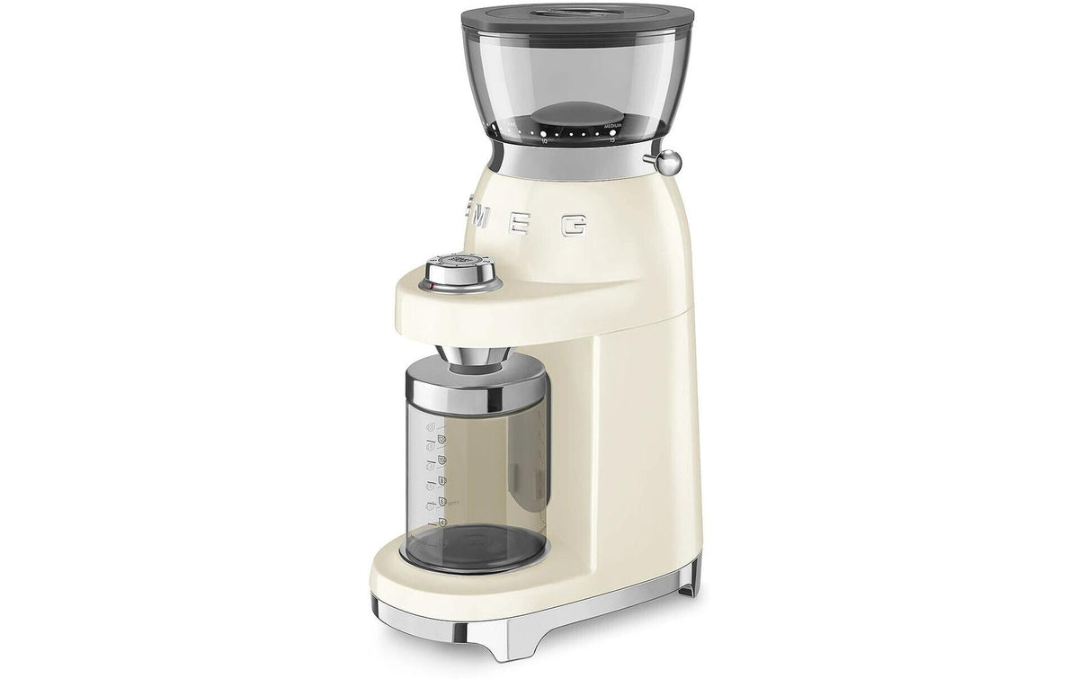 Smeg Kaffeemühle CGF03CREU – 240 g, Kegel- & Scheibenmahlwerk, 150 W – beige/creme