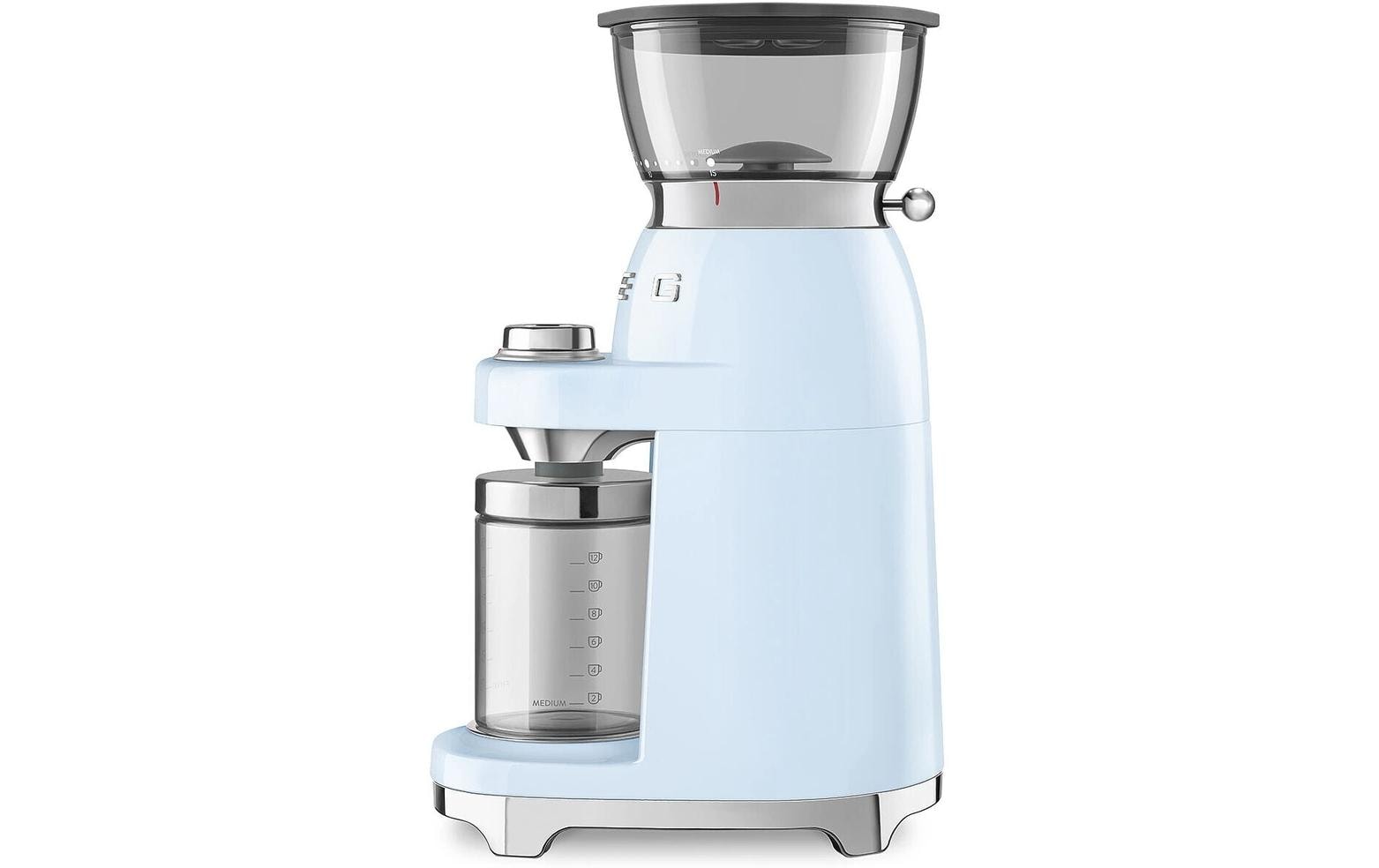 Smeg Kaffeemühle CGF03PBEU – 240 g, Kegel- & Scheibenmahlwerk, 150 W – Blau/Edelstahl