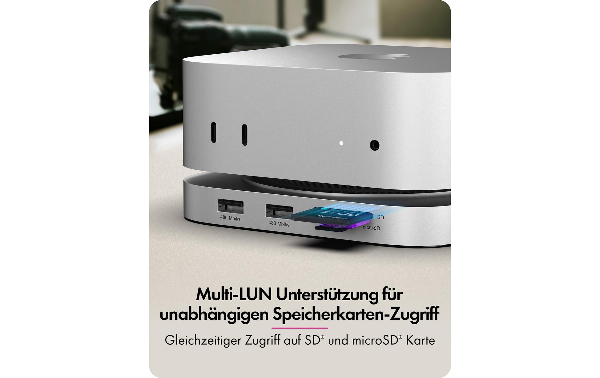 RaidSonic ICY BOX IB-DK100 Dockingstation – USB-C, 1× HDMI, 3× USB-A, SD/microSD, 3,5 mm Audio, für Apple Mac mini M4
