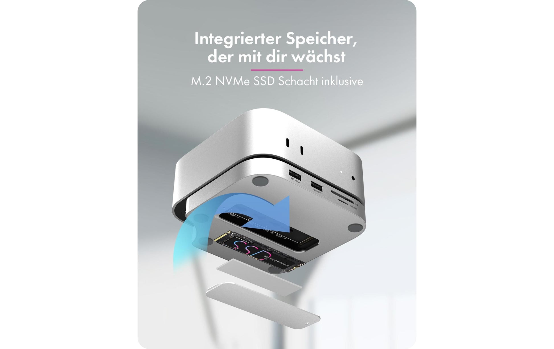RaidSonic ICY BOX IB-DK100 Dockingstation – USB-C, 1× HDMI, 3× USB-A, SD/microSD, 3,5 mm Audio, für Apple Mac mini M4