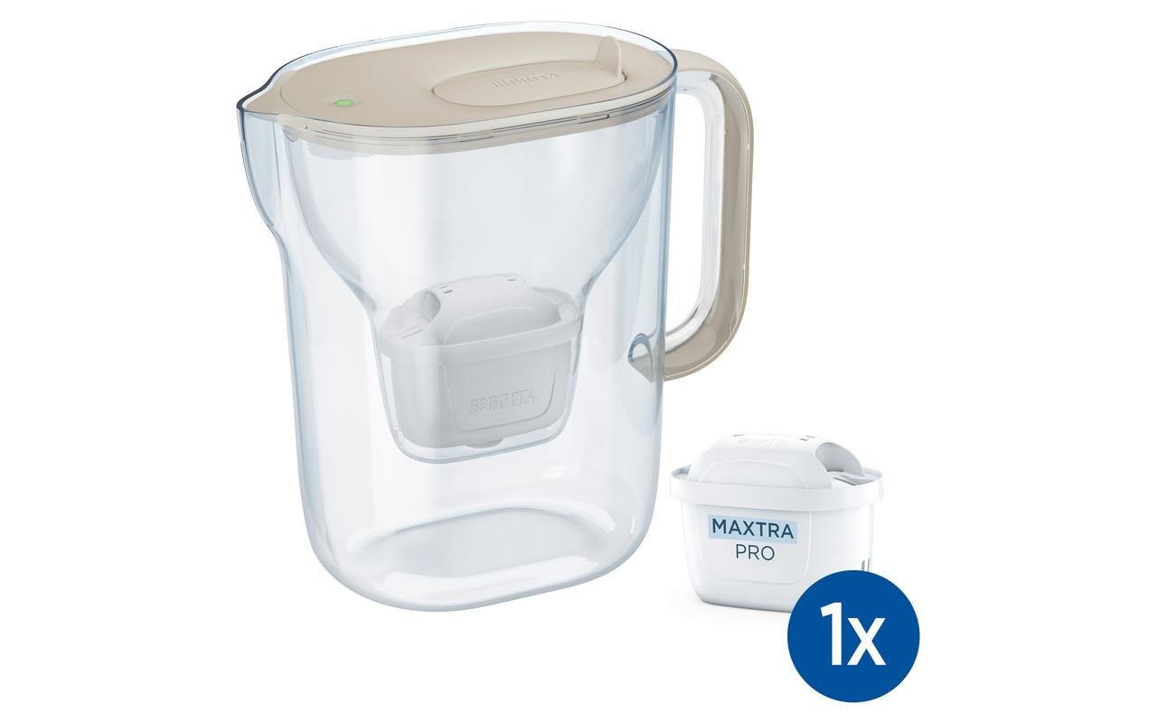 Brita Filterkaraffe Style Essential XL – 2,3 l, Kunststoff, Beige, inkl. 1 Filterkartusche