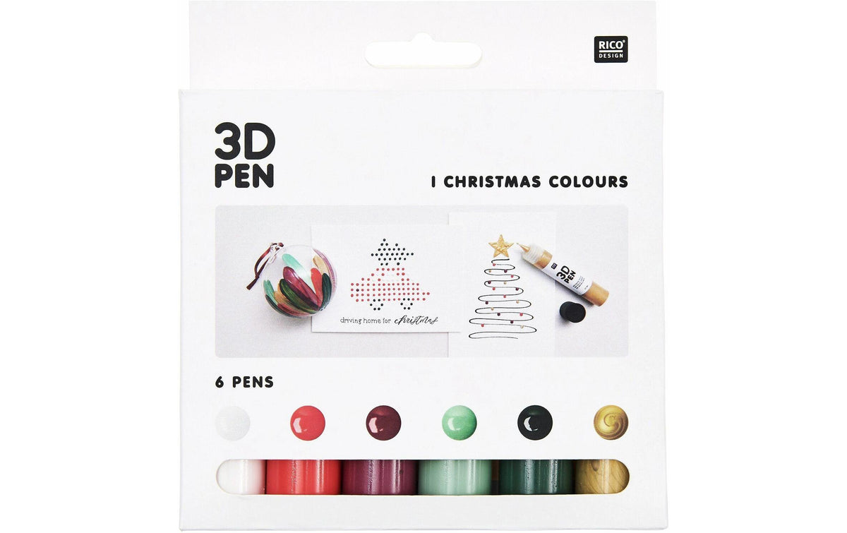 Rico Design 3D-Effektfarbe – Mehrfarbig, Metallic – 6 Farben (6×27 ml (162 ml)) – für Holz, Papier, Stoff