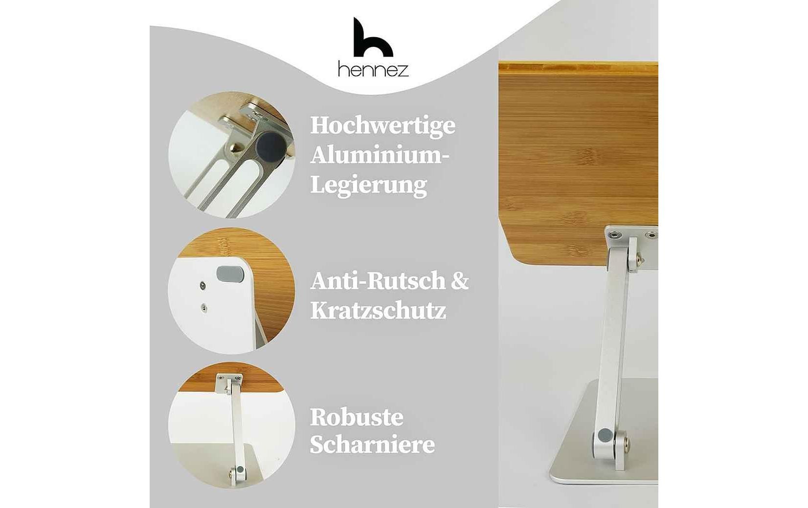 Hennez Laptop-Ständer – bis 17", Bambus – Braun