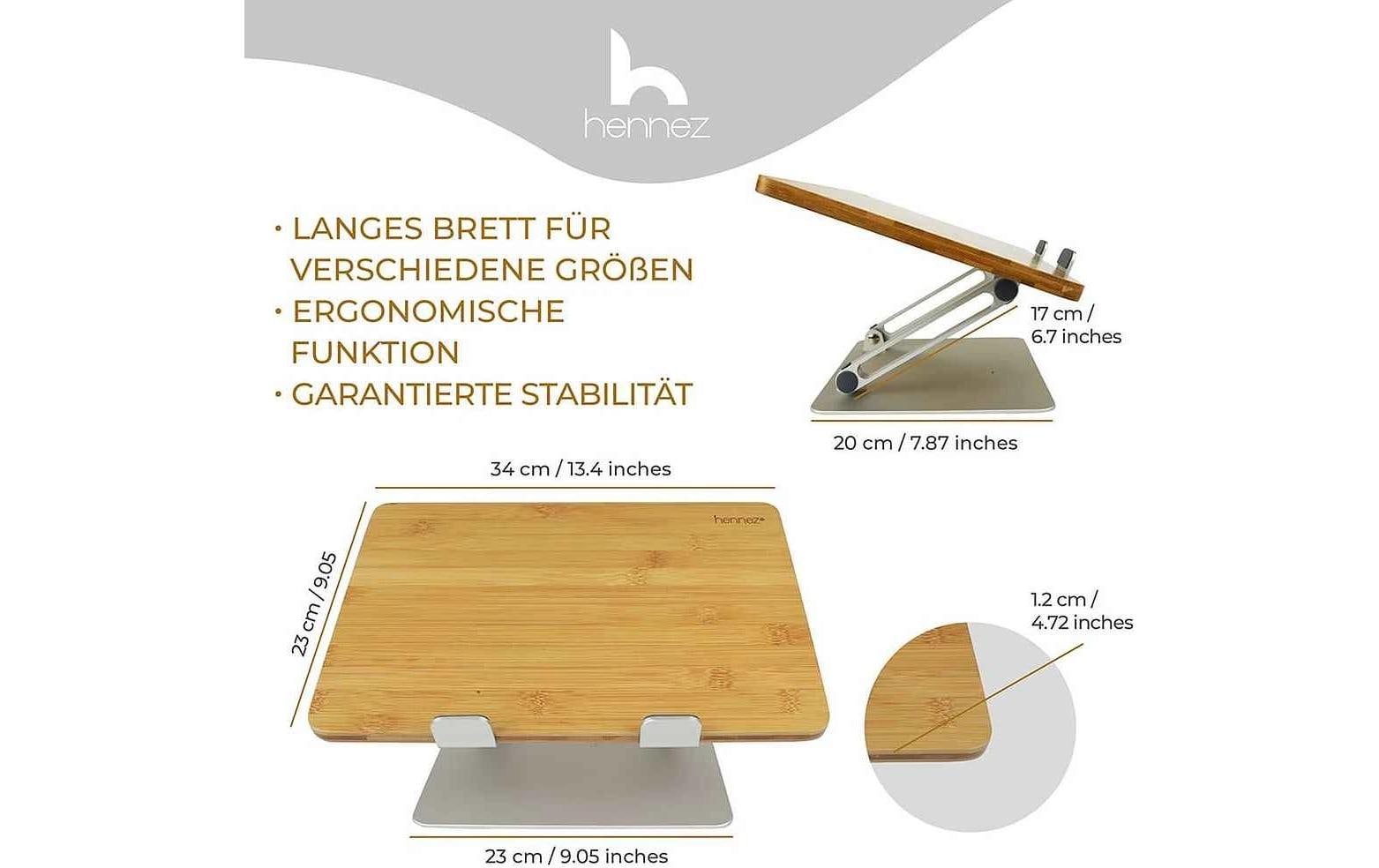Hennez Laptop-Ständer – bis 17", Bambus – Braun