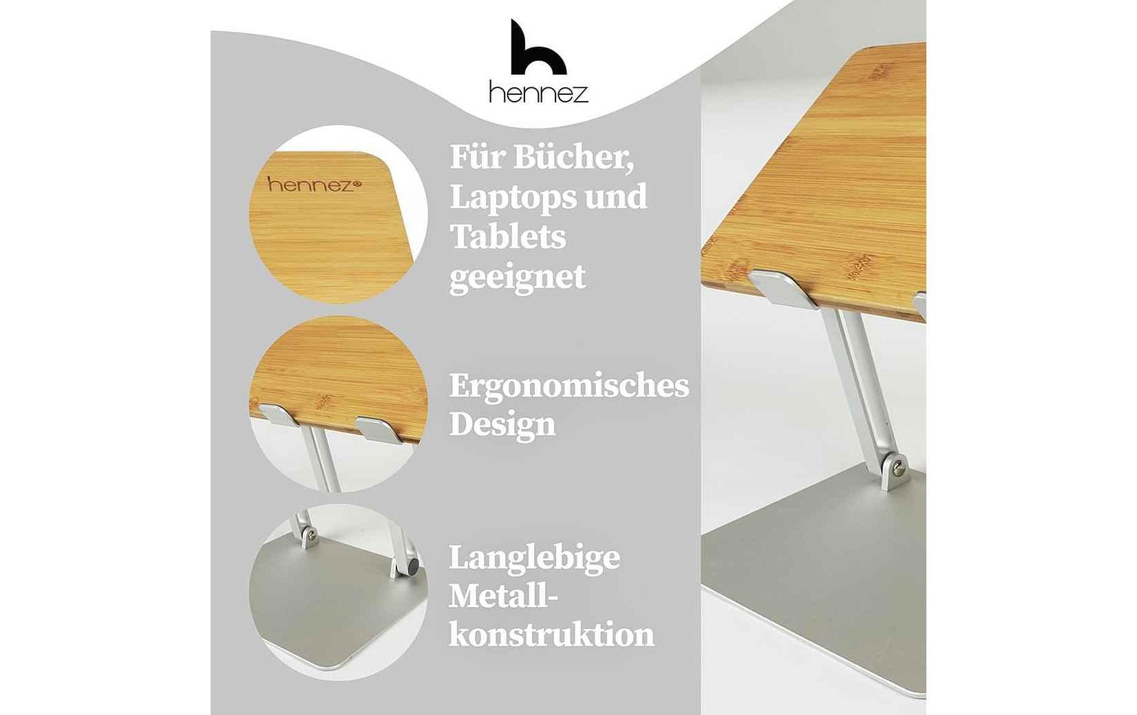 Hennez Laptop-Ständer – bis 17", Bambus – Braun