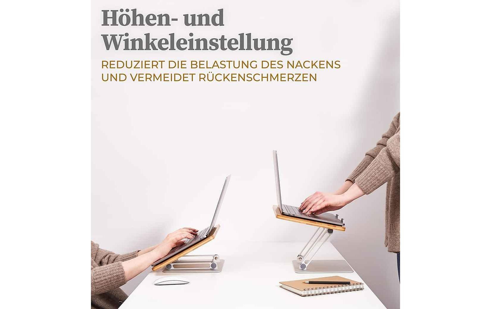Hennez Laptop-Ständer – bis 17", Bambus – Braun