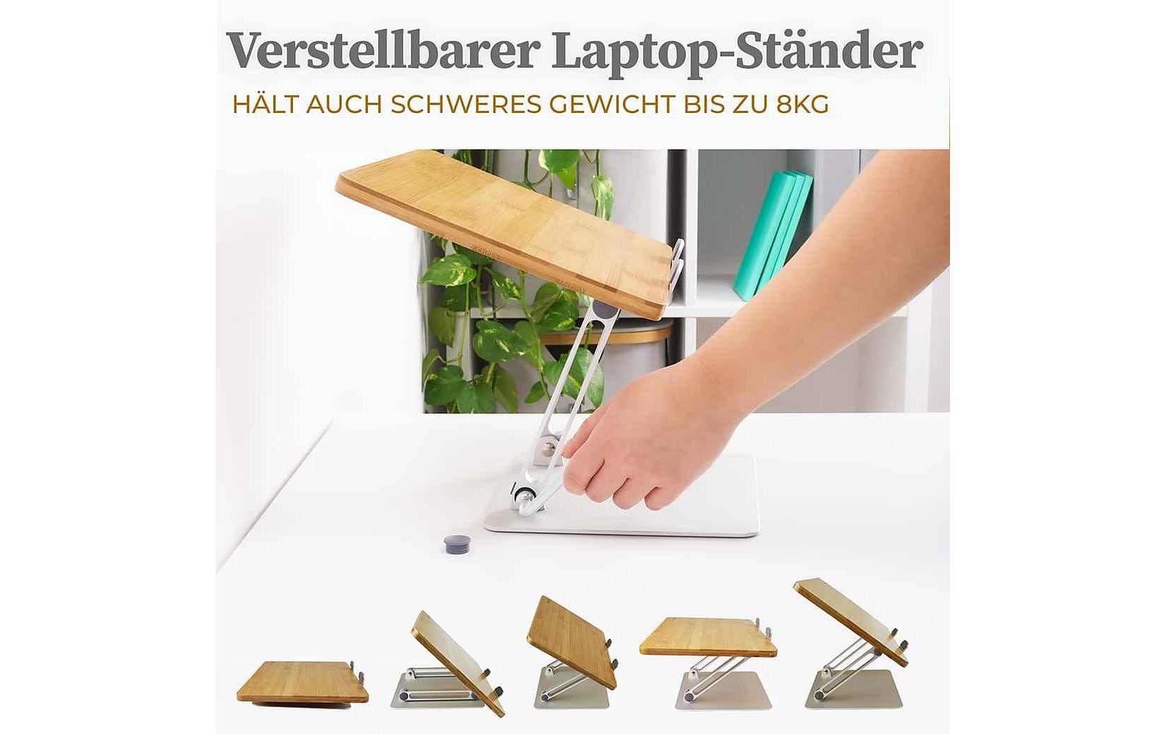 Hennez Laptop-Ständer – bis 17", Bambus – Braun