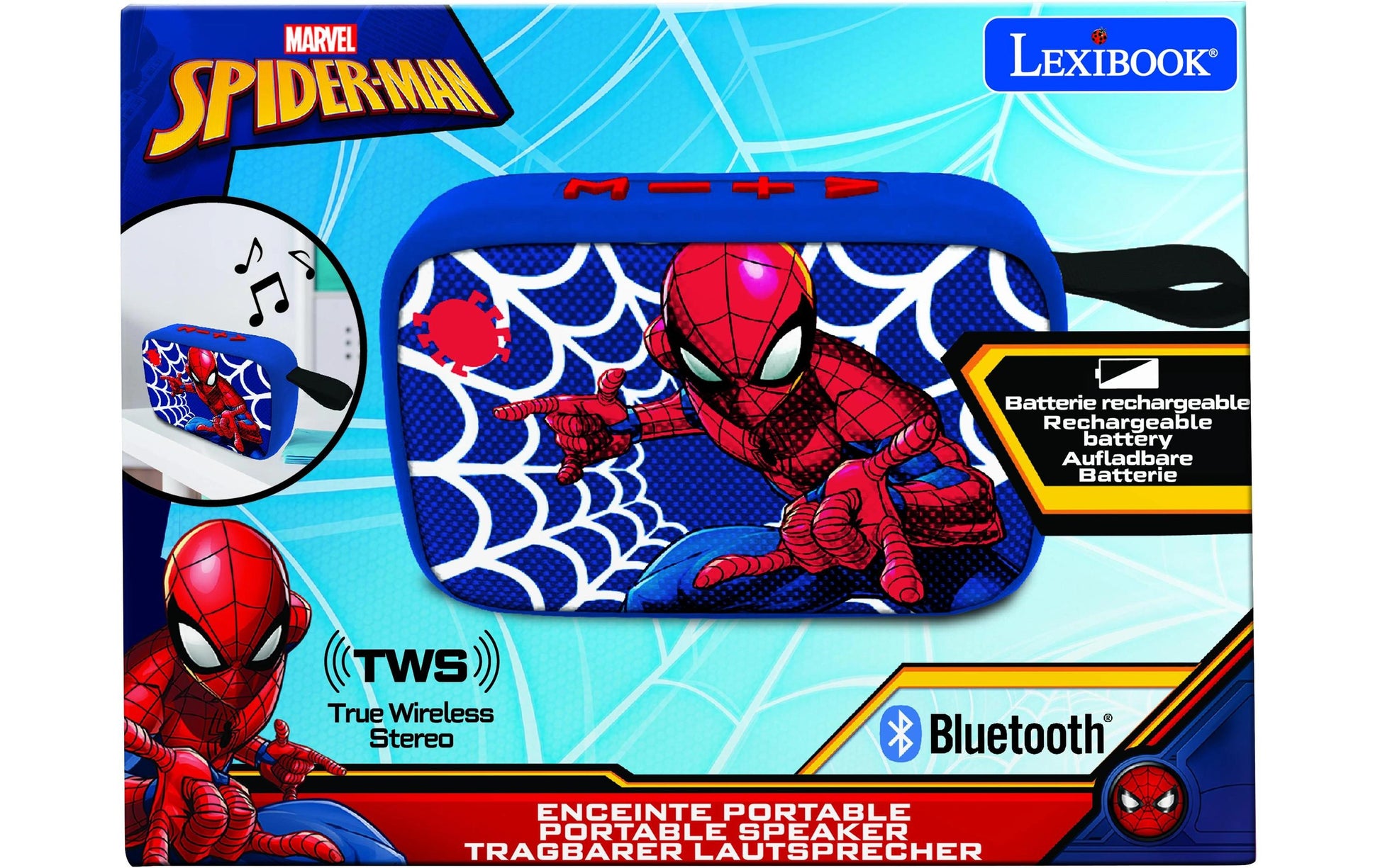 Lexibook Spider-Man – Bluetooth-Lautsprecher – Blau/Rot