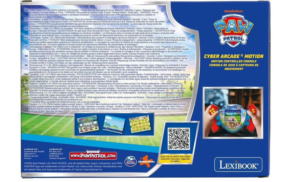 Lexibook Cyber Arcade Motion-Konsole Paw Patrol – Bildschirm 2,8″, 3 × AAA – ab 3 Jahren – mehrfarbig