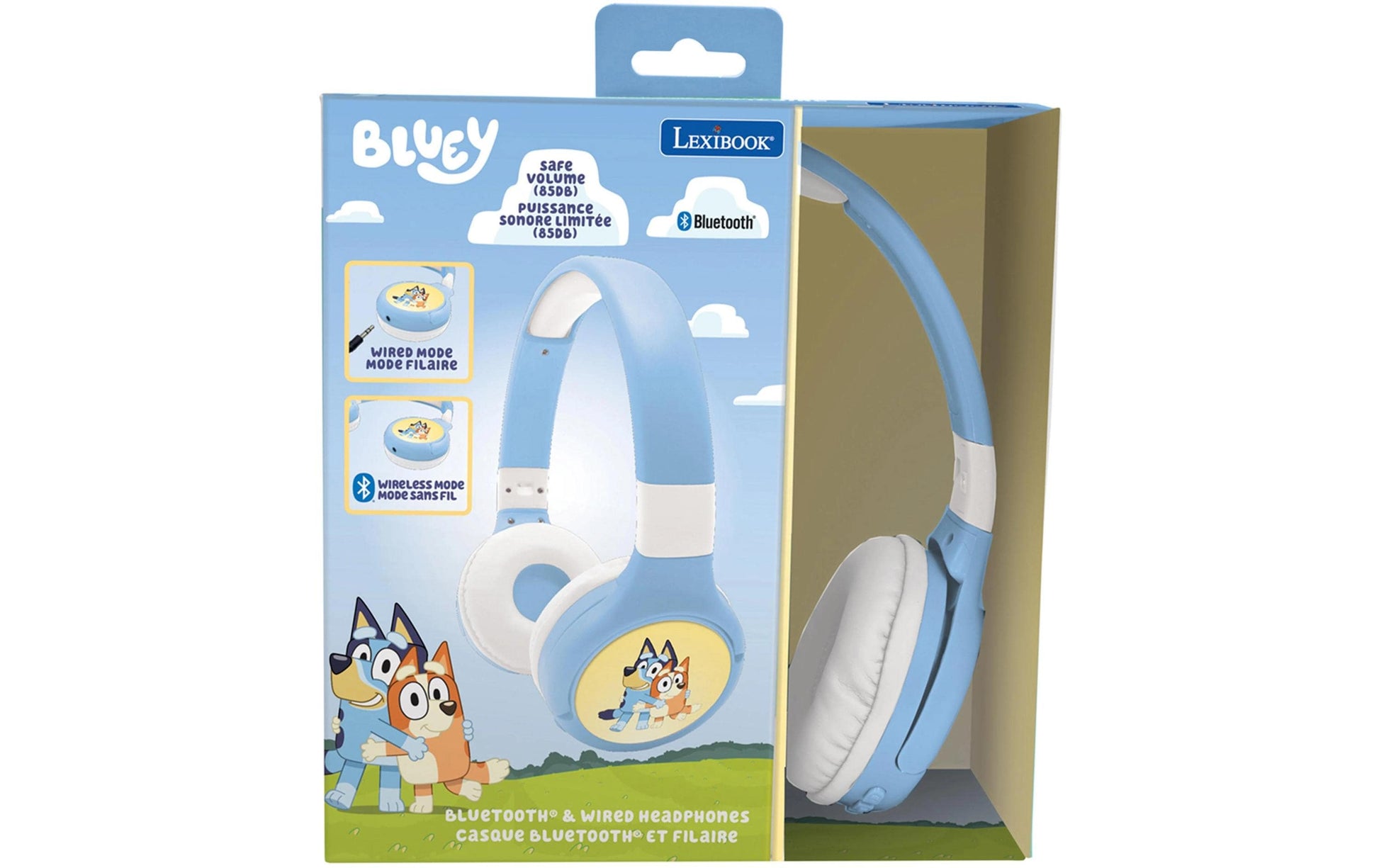 Lexibook Kinderkopfhörer – Kabel + BT, Blau/Weiss