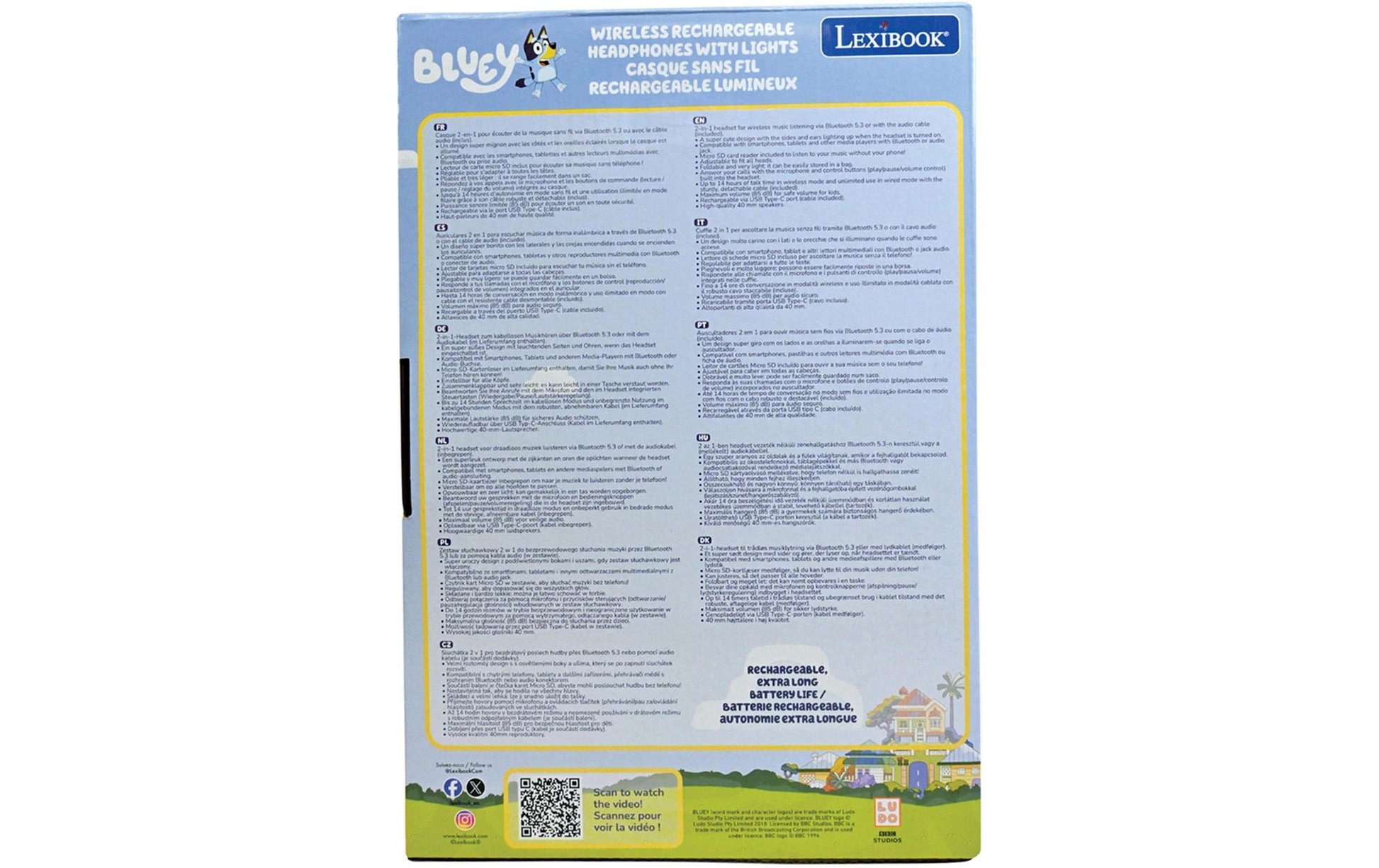 Lexibook 3D Bluey Kinderkopfhörer – Kabel + BT, Blau