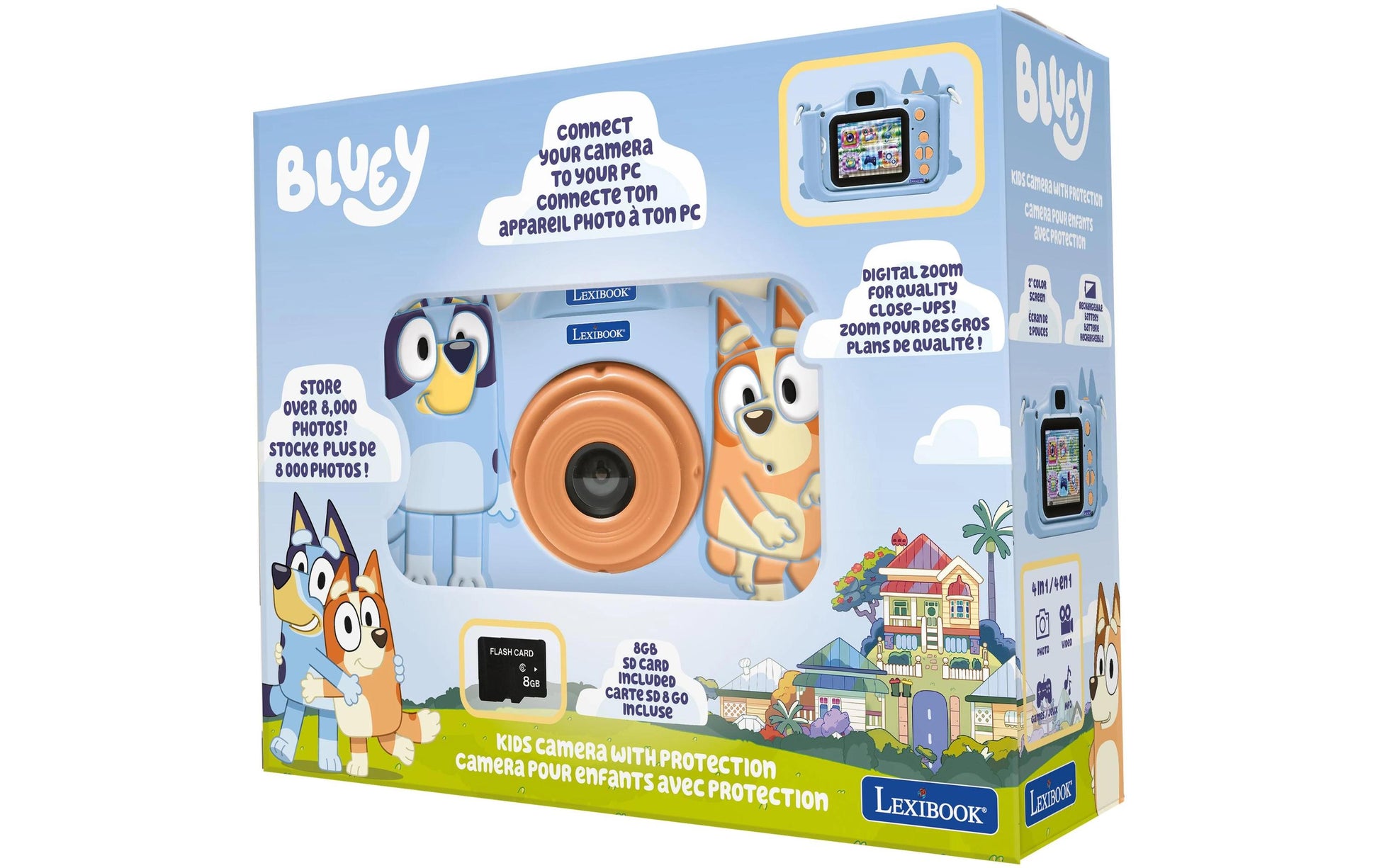 Lexibook BLUEY Kinderkamera mit Bluey-Schutz – Kompaktkamera, 40 MP, 1080p, hellblau