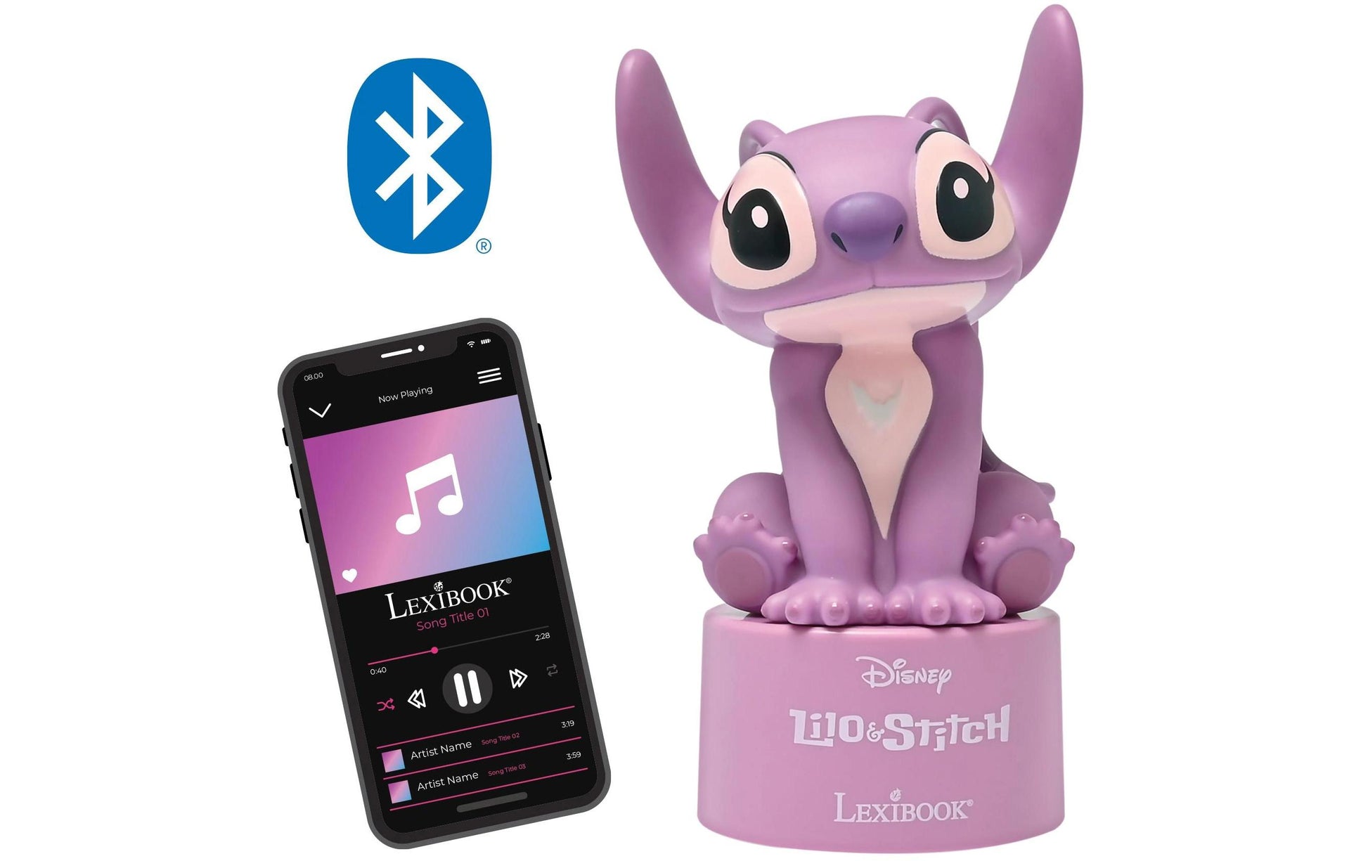 Lexibook Angel Nachtlicht – Bluetooth-Lautsprecher – mit Nachtlicht, batteriebetrieben, Rosa