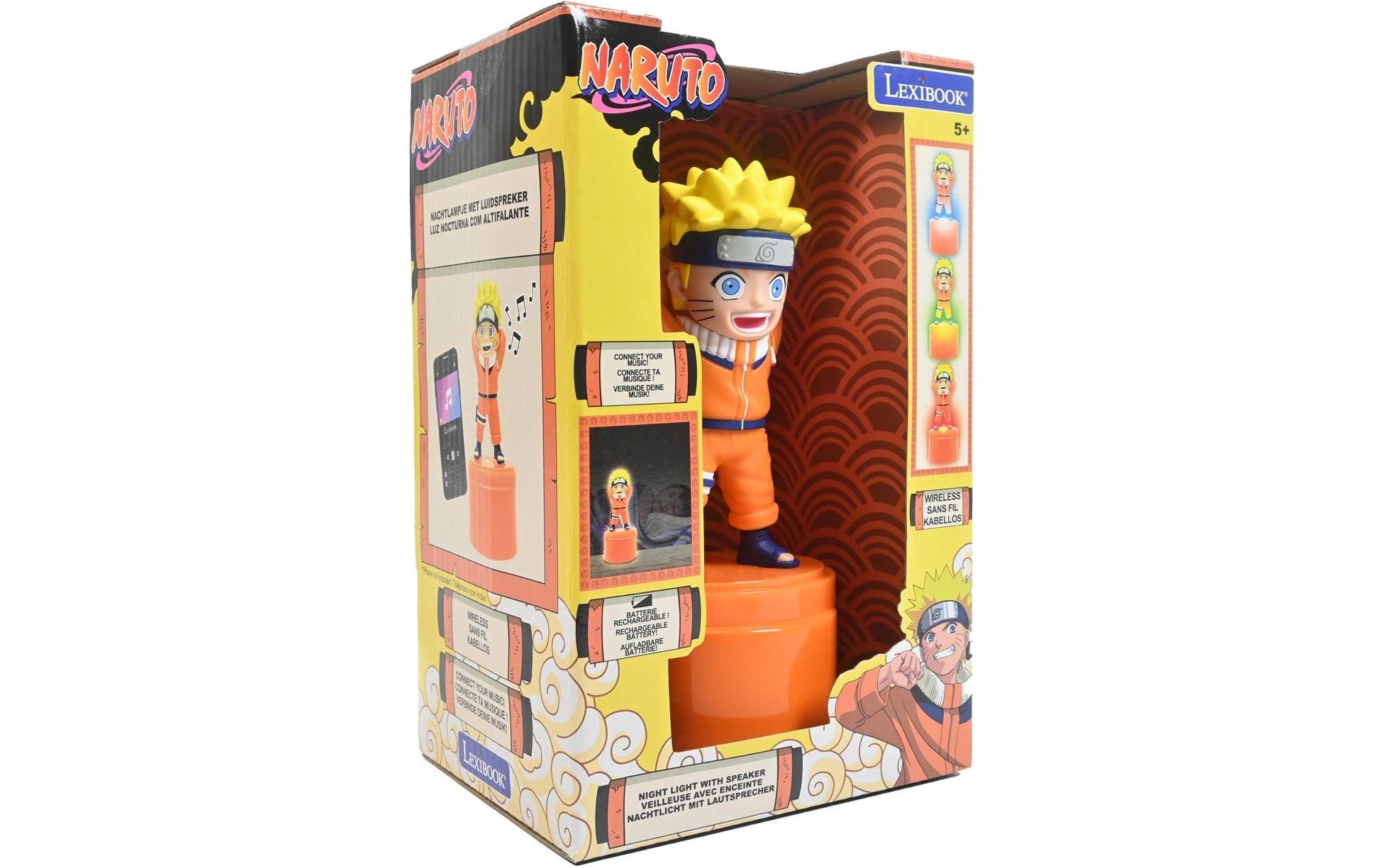 Lexibook Naruto – Bluetooth-Lautsprecher – Nachtlicht, Akkubetrieb, USB, Mehrfarbig/Orange