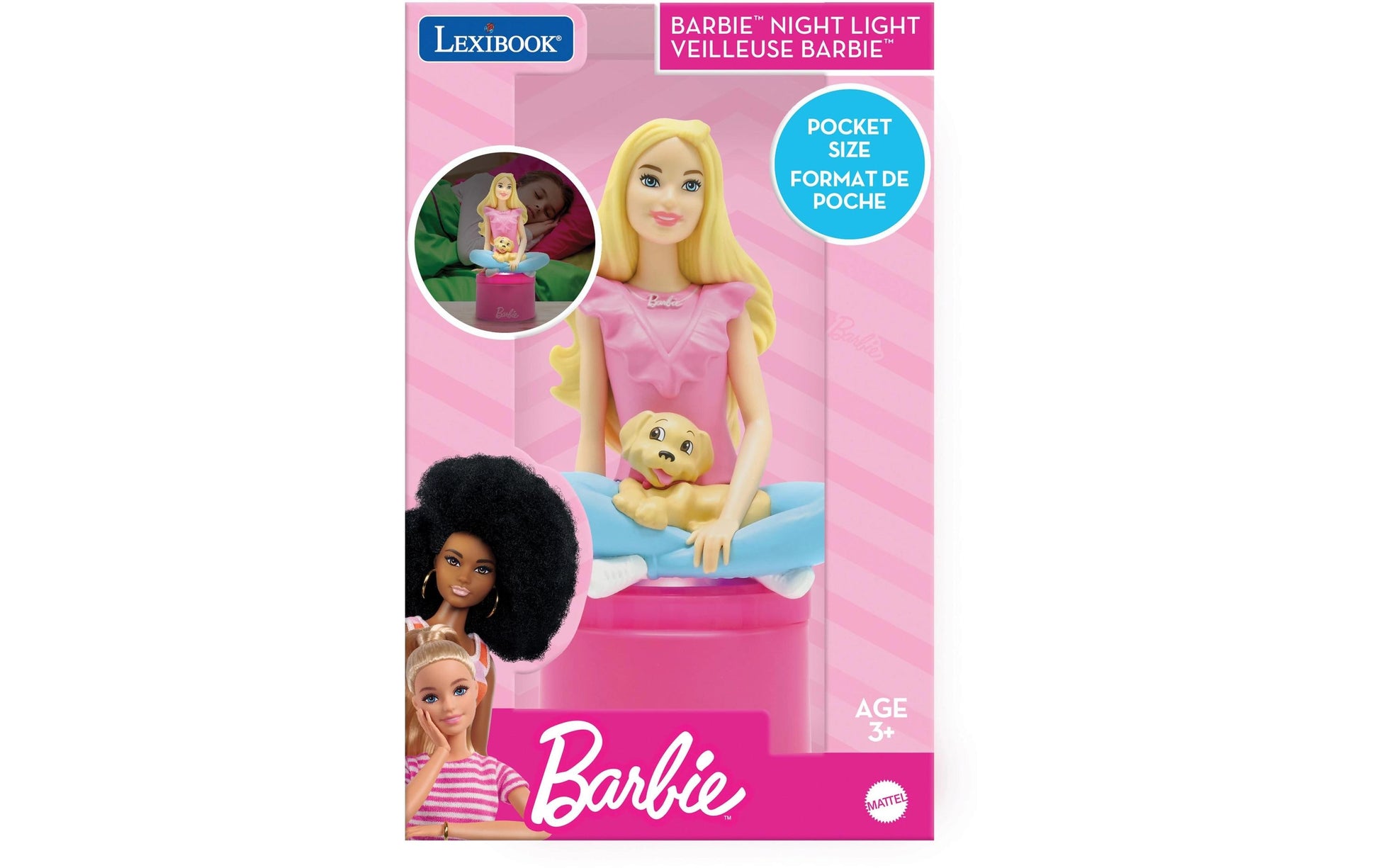 Lexibook Nachtlicht Barbie 3D Design Farbe – Mehrfarbig, Batteriebetrieben, Tragbar – Rosa