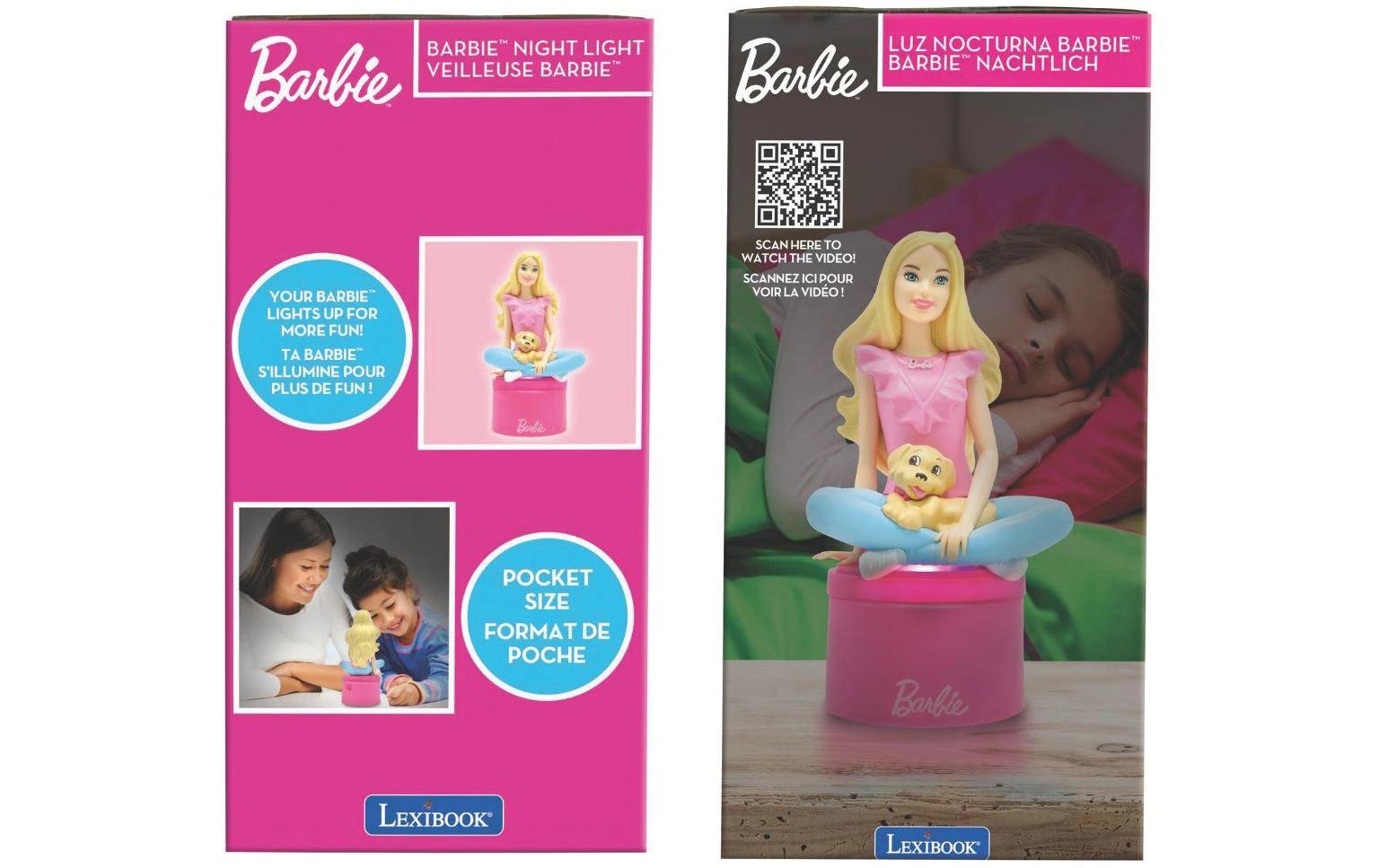 Lexibook Nachtlicht Barbie 3D Design Farbe – Mehrfarbig, Batteriebetrieben, Tragbar – Rosa