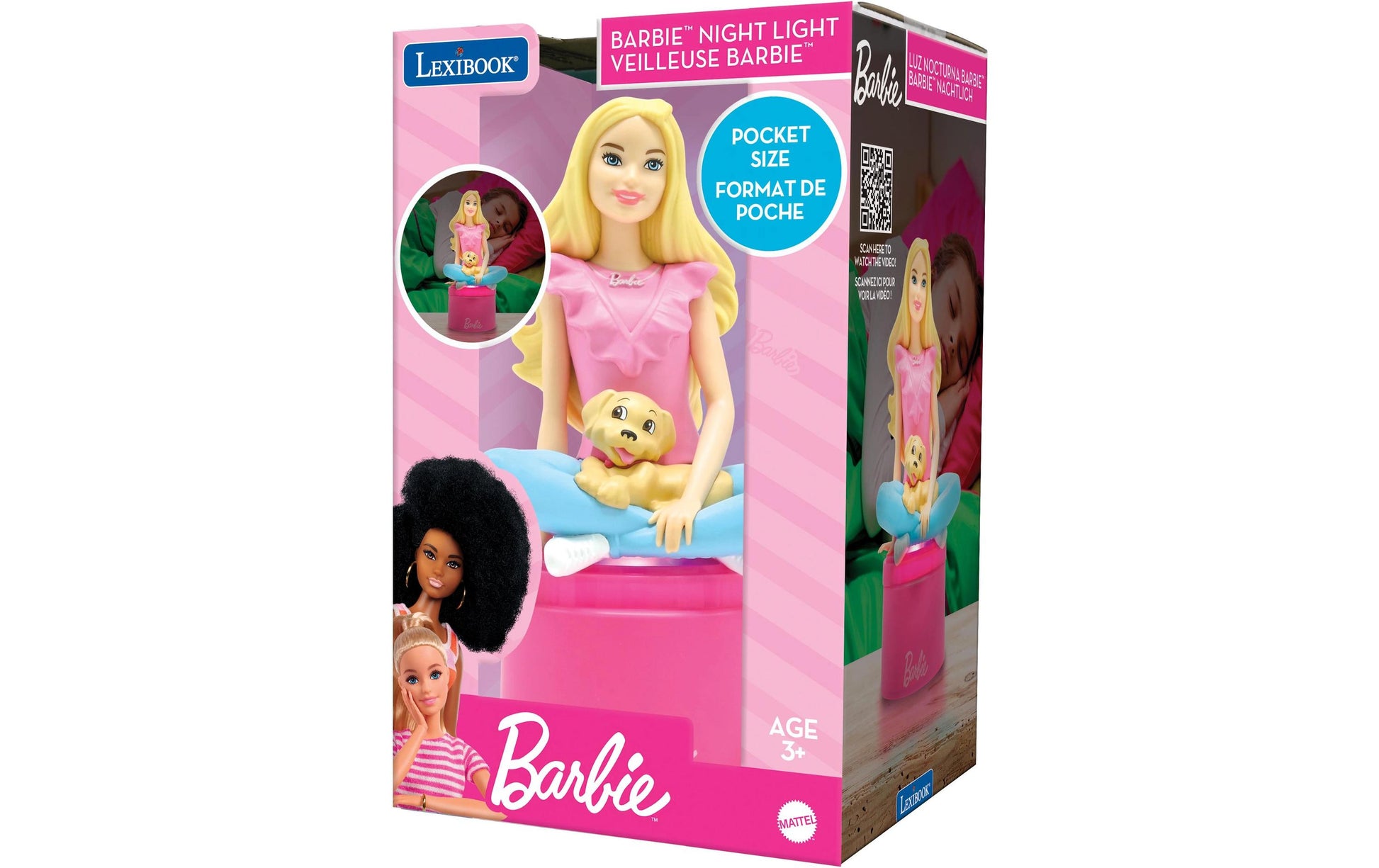 Lexibook Nachtlicht Barbie 3D Design Farbe – Mehrfarbig, Batteriebetrieben, Tragbar – Rosa