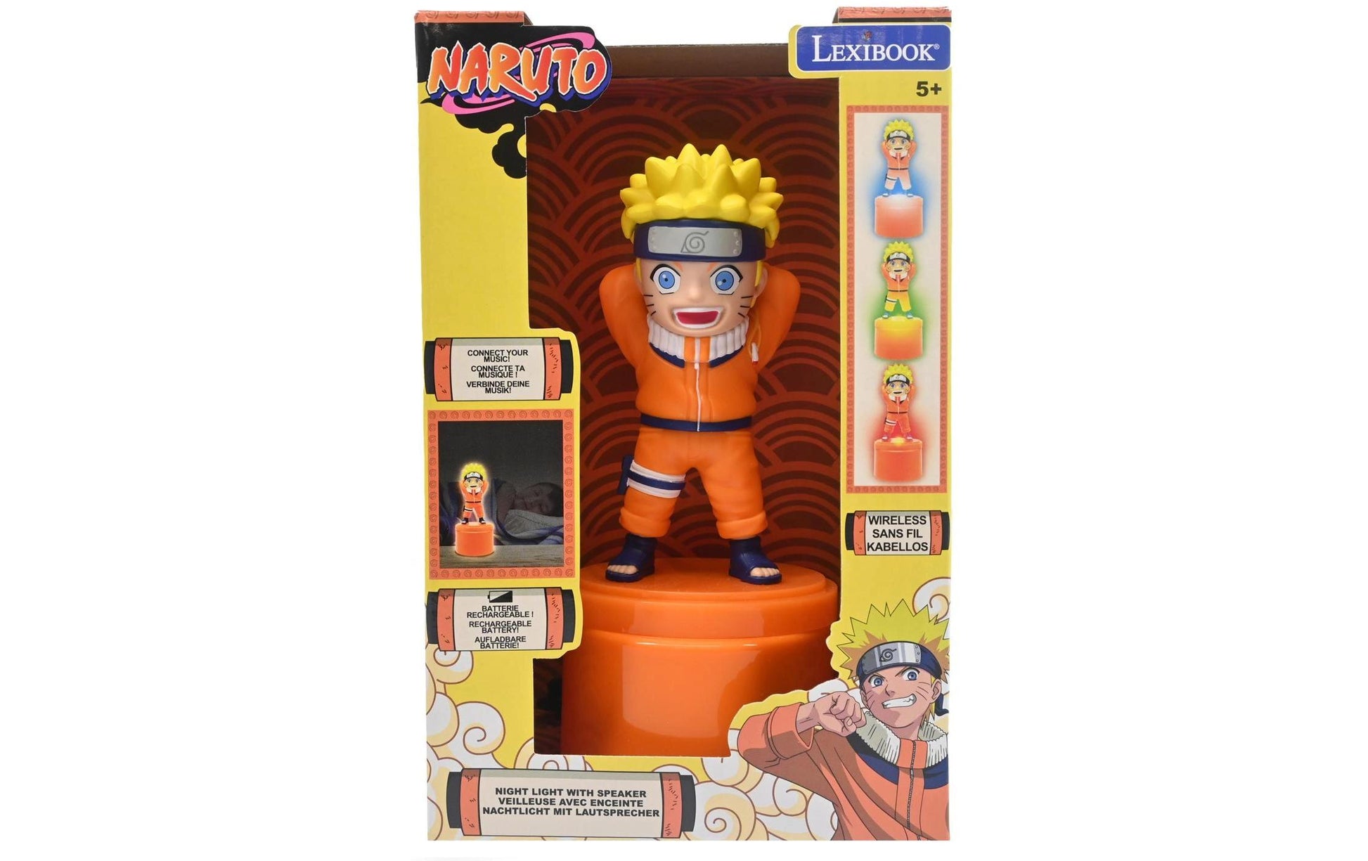 Lexibook Naruto – Bluetooth-Lautsprecher – Nachtlicht, Akkubetrieb, USB, Mehrfarbig/Orange