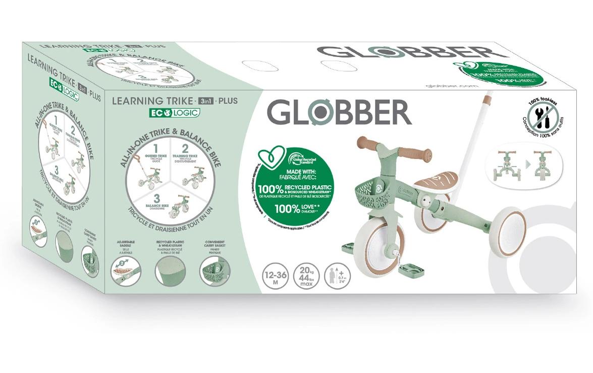 Globber Learning Trike 3-in-1 Plus Laufrad – Belastbarkeit 20 kg, ab 1 Jahr, Kunststoff, Salbeigrün