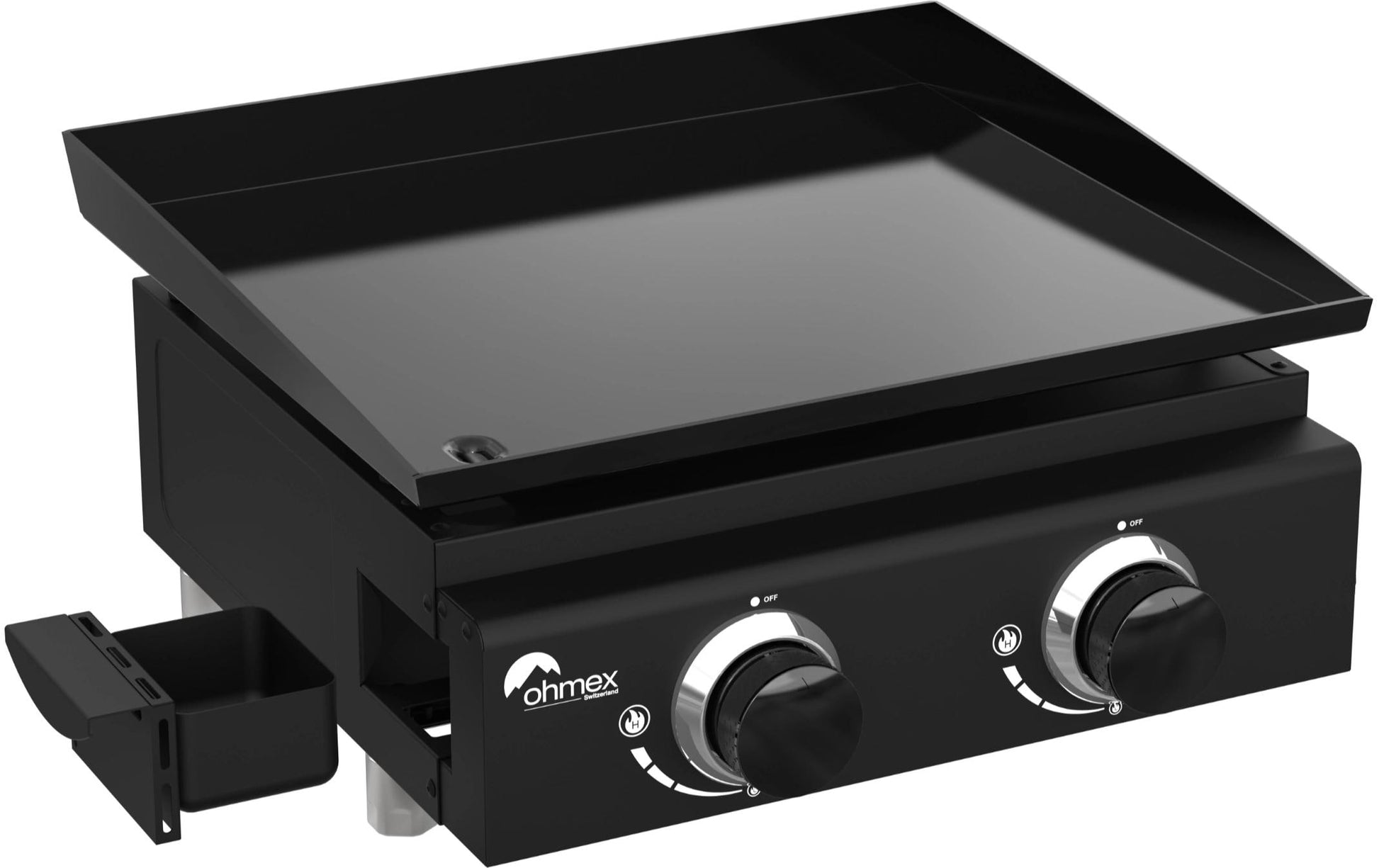 Ohmex Plancha 3B – Grillfläche 44,5×39,5 cm, 2 Brenner, 4800 W – schwarz