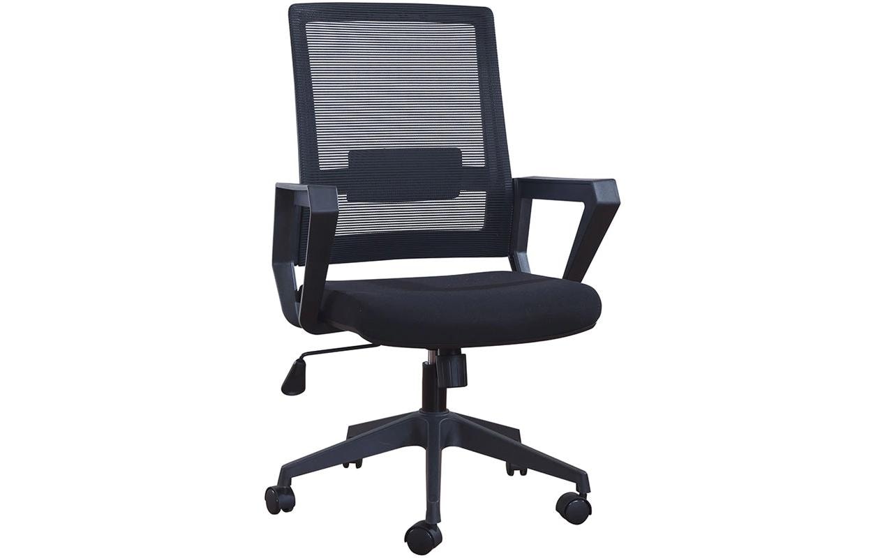 Contini Bürostuhl – Netzrücken, Stoff – Schwarz, mit Armlehnen, 41–48 cm