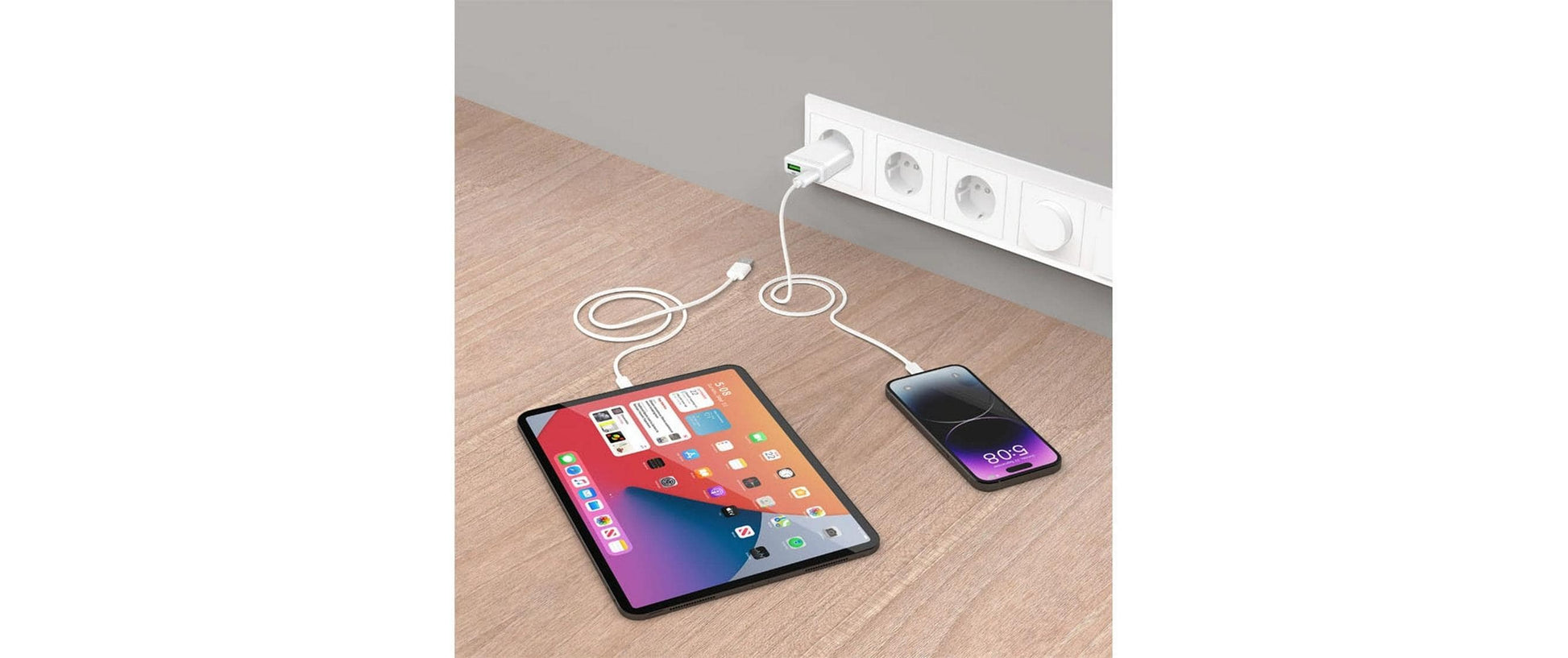 LMP Ultra Slim USB-Wandladegerät 30 W (USB-C) / 18 W (USB-A) – USB-C×1, USB-A×1 – Weiss