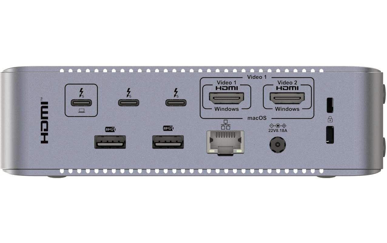 Lmp ThunderDock TB5 Thunderbolt-Hub – Thunderbolt 5, 2× HDMI, 2× USB-A, 180 W PD, 2.5GbE, TB5 × 3