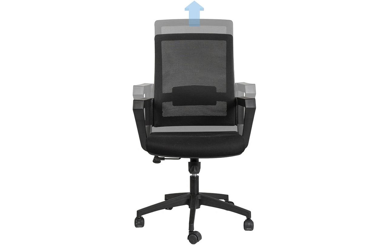 Contini Bürostuhl – Netzrücken, Stoff – Schwarz, mit Armlehnen, 41–48 cm