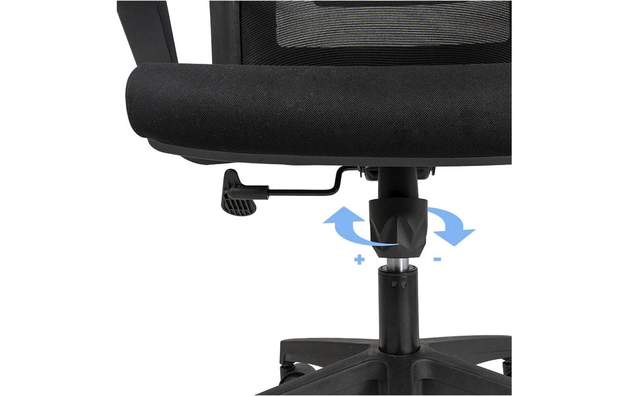 Contini Bürostuhl – Netzrücken, Stoff – Schwarz, mit Armlehnen, 41–48 cm