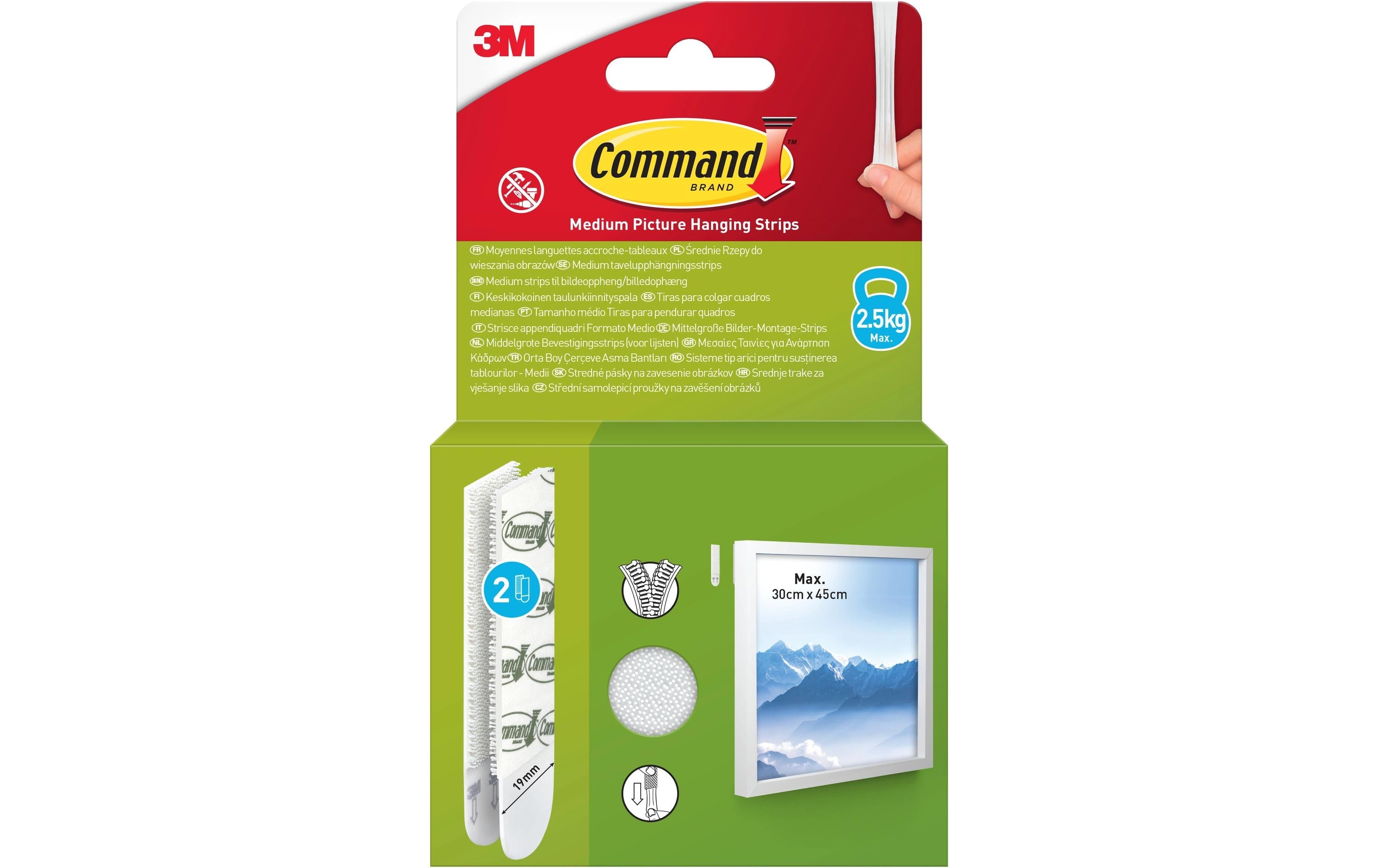 Command Montagestreifen Medium – Weiss, 2 Stk., für Holz