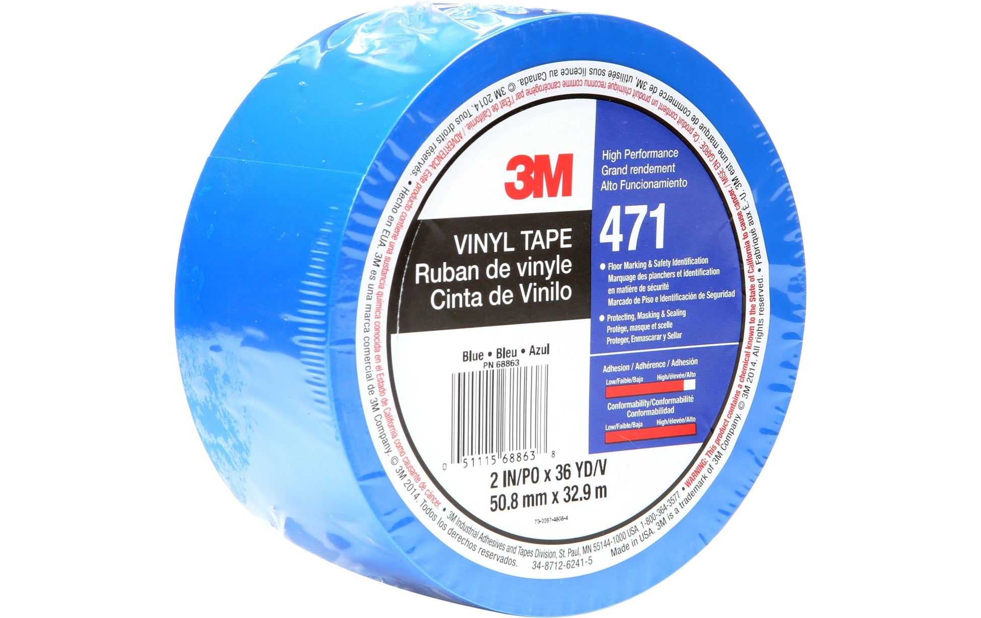3M 471 Elektro-Isolierband – 51 mm × 32,9 m, blau, PVC, permanent, 1 Stück
