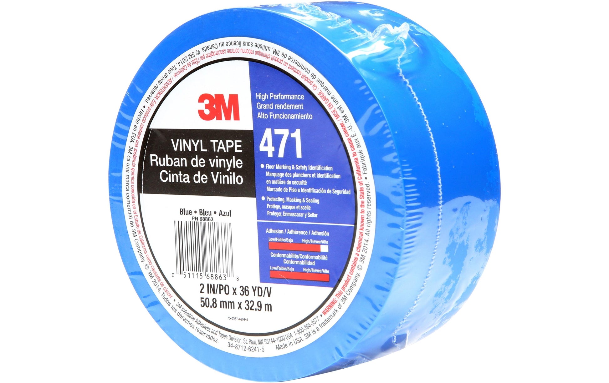 3M 471 Elektro-Isolierband – 51 mm × 32,9 m, blau, PVC, permanent, 1 Stück