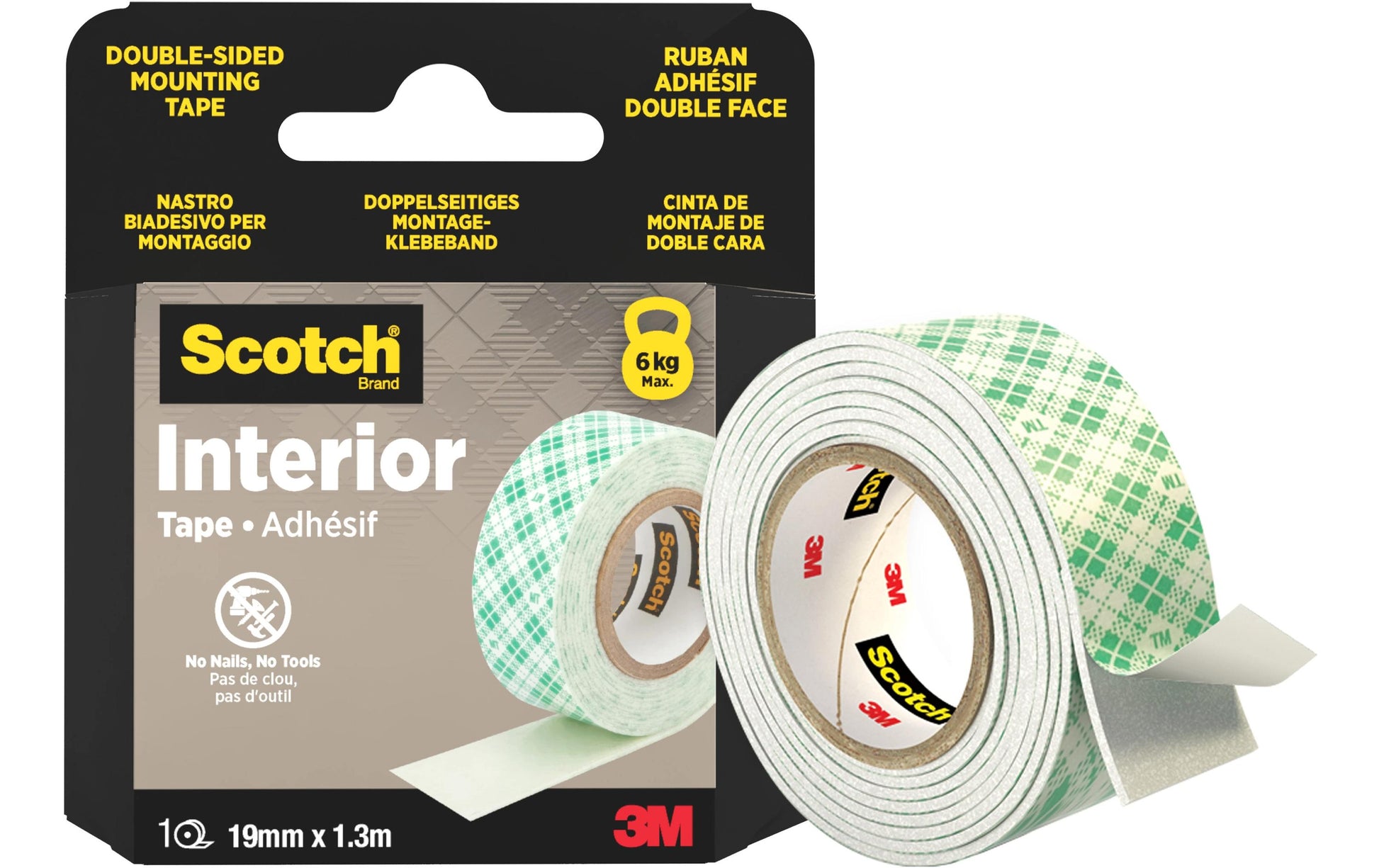 Scotch Montageband – 19 mm × 1,3 m, Grün, Weiss, Innen, 1 Rolle