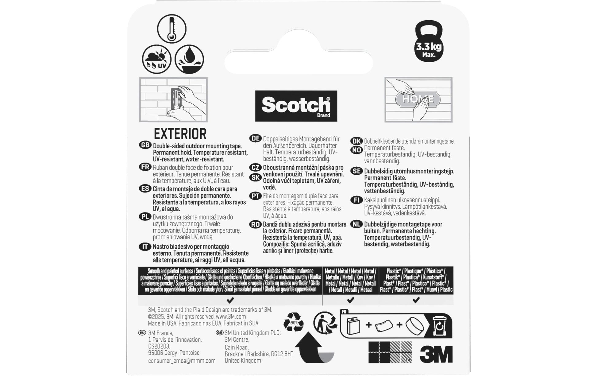 Scotch Montageband Aussen – 19 mm × 1 m, rot