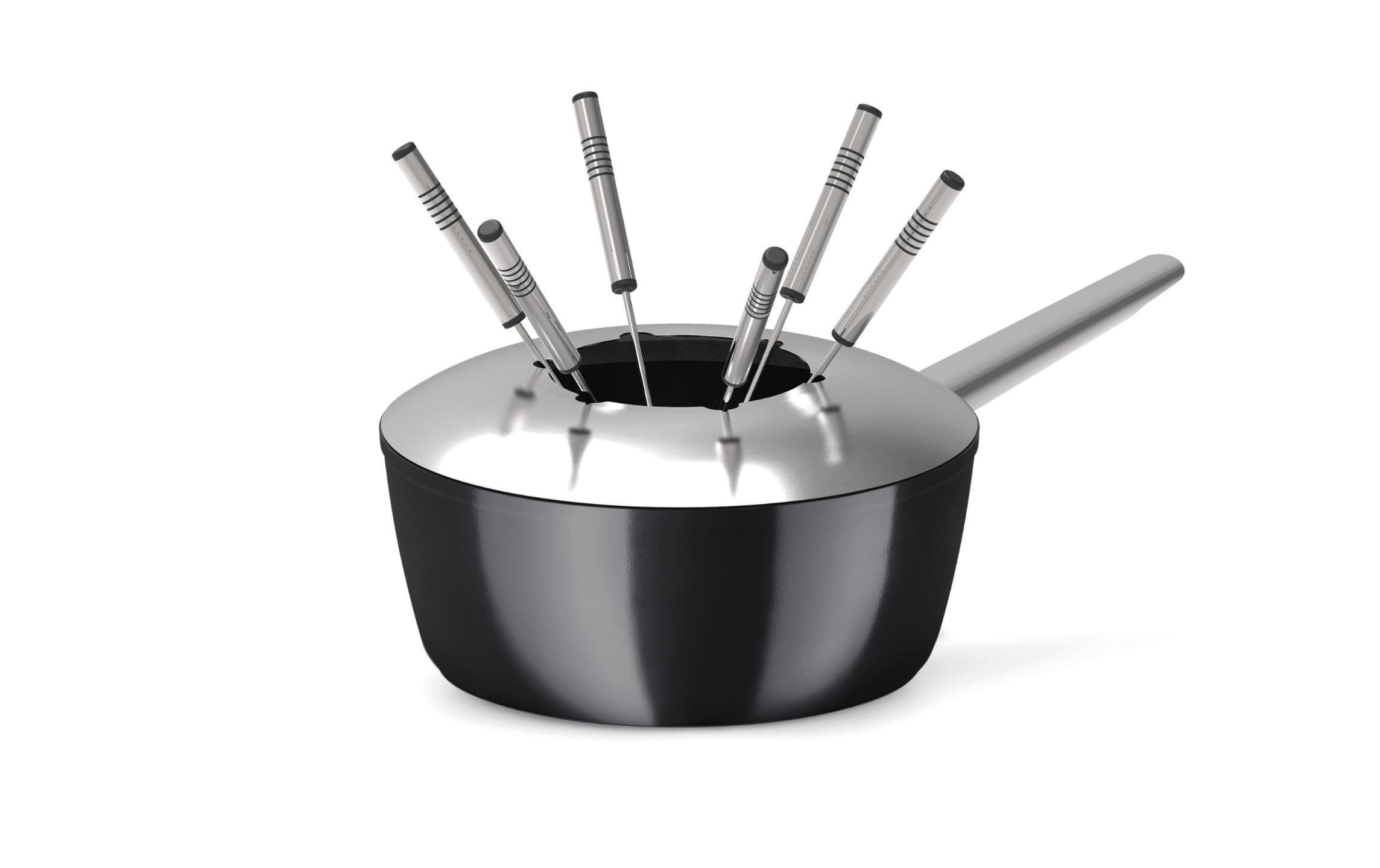 KOENIG Caquelon – Ø 23 cm, Aluminiumguss/Edelstahl, für Fondue Bourguignonne, Induktion, Gas, Glaskeramik und andere