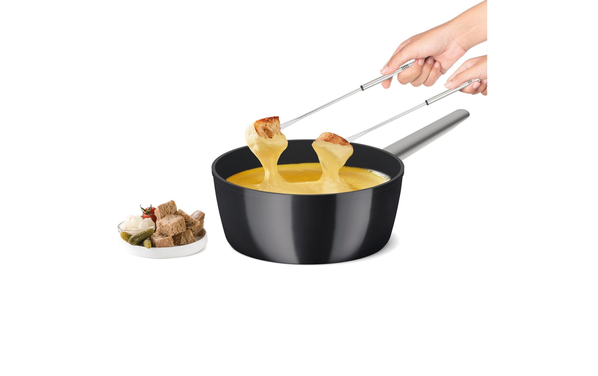 KOENIG Caquelon – Ø 23 cm, Aluminiumguss/Edelstahl, für Fondue Bourguignonne, Induktion, Gas, Glaskeramik und andere