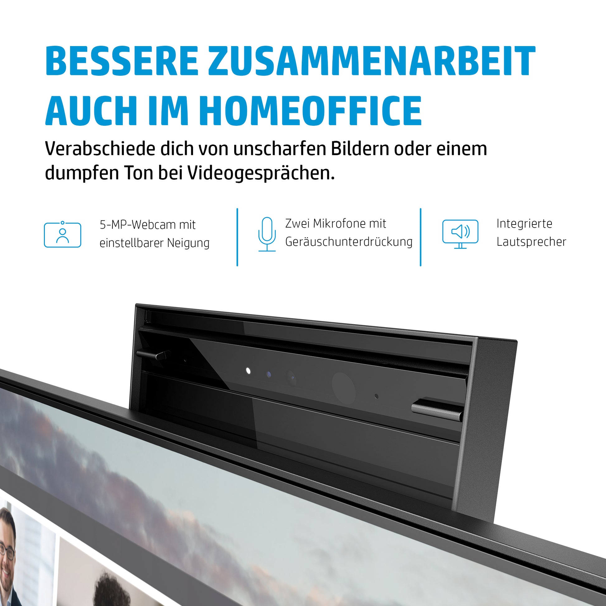 HP E24m G4 – Monitor, 23,8", IPS, 75 Hz, 300 cd/m², Webcam, USB-C, VESA 100 × 100, Schwarz