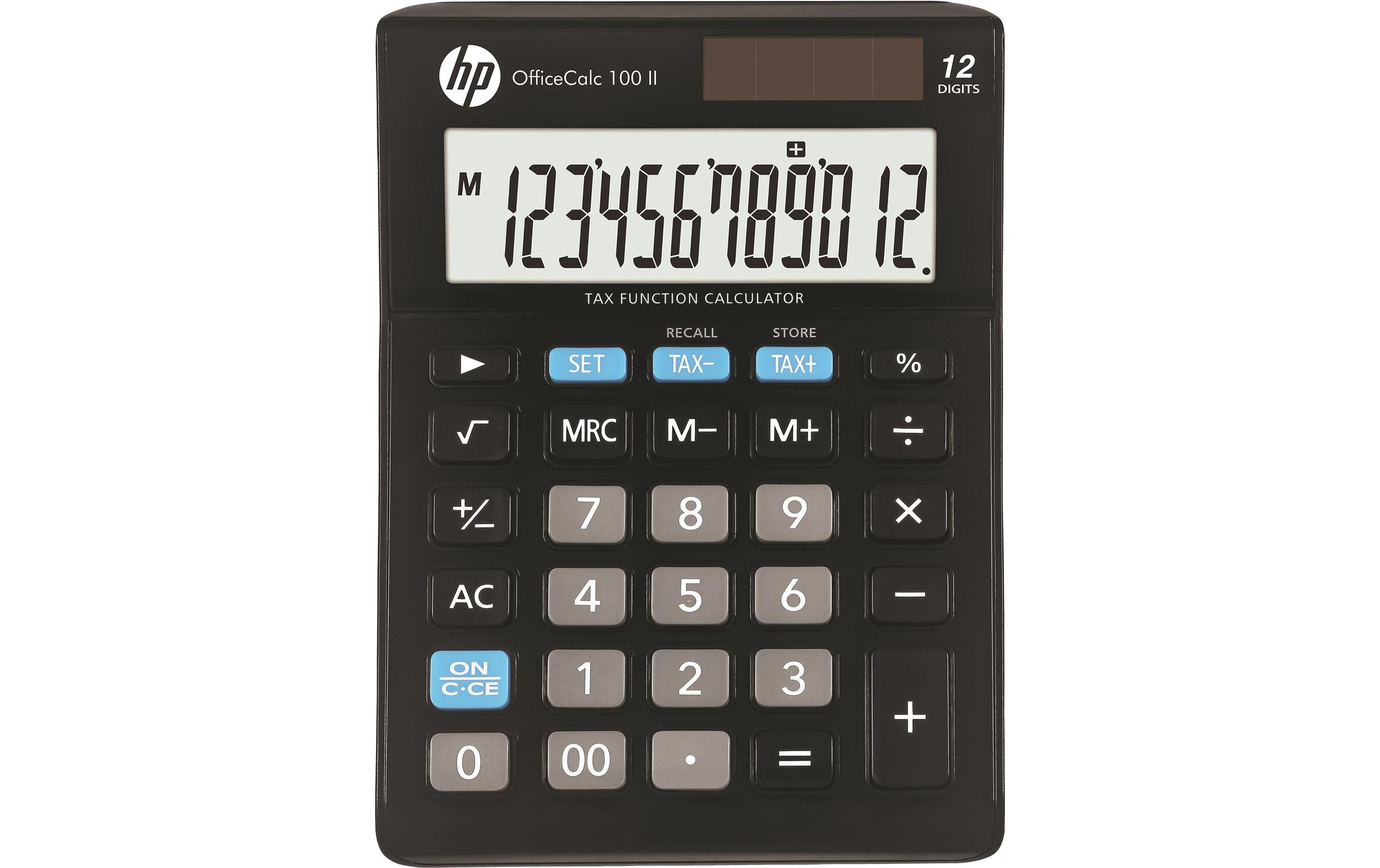 HP Taschenrechner Office 100 – 12-stellig – Solar/Batterie – Schwarz